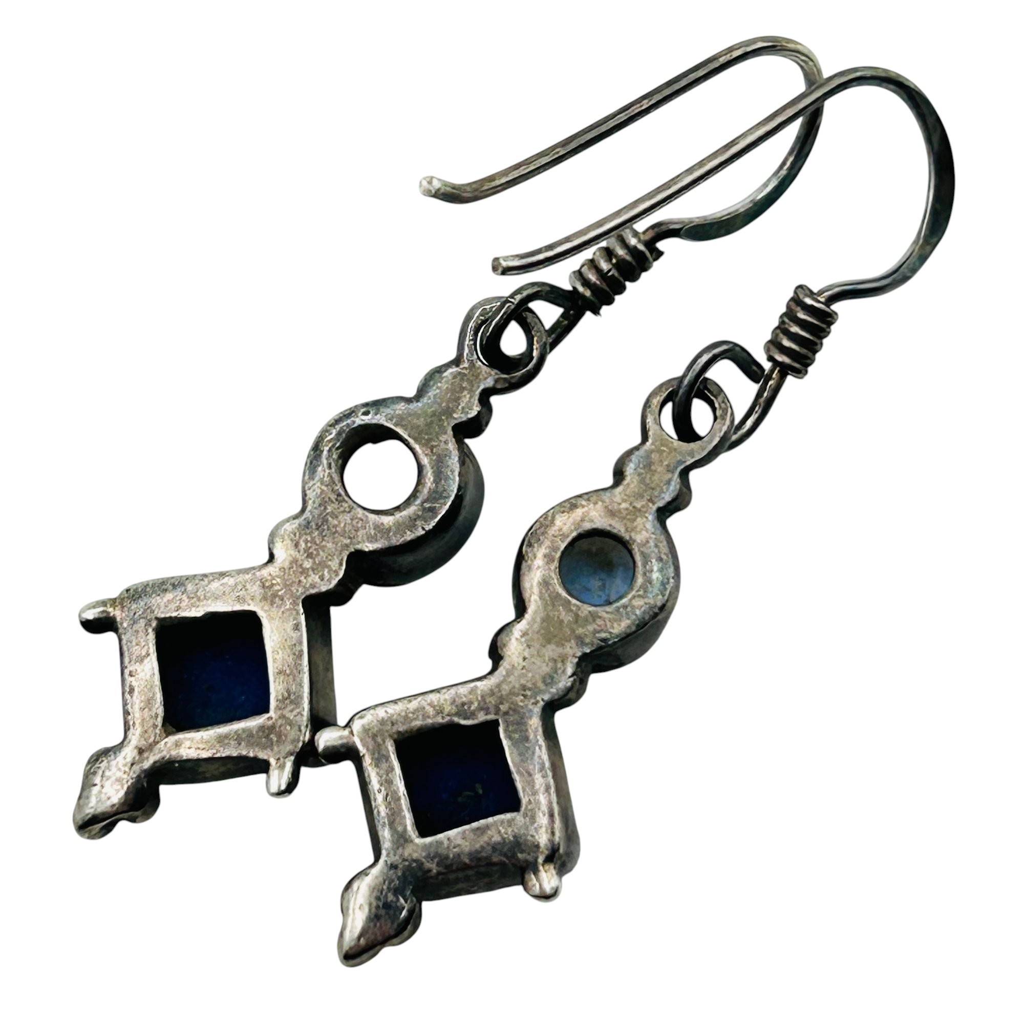 Sterling Moonstone Lapis Lazuli Earrings