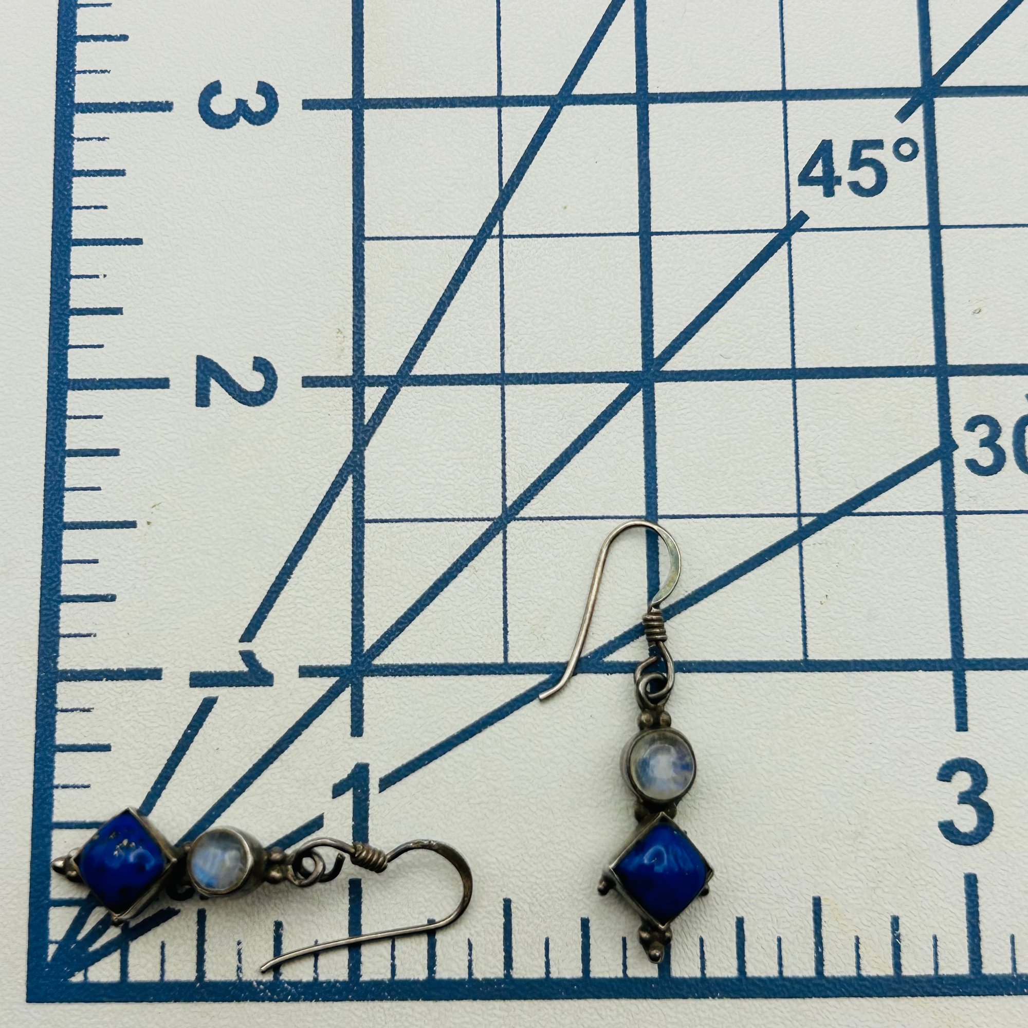 Sterling Moonstone Lapis Lazuli Earrings