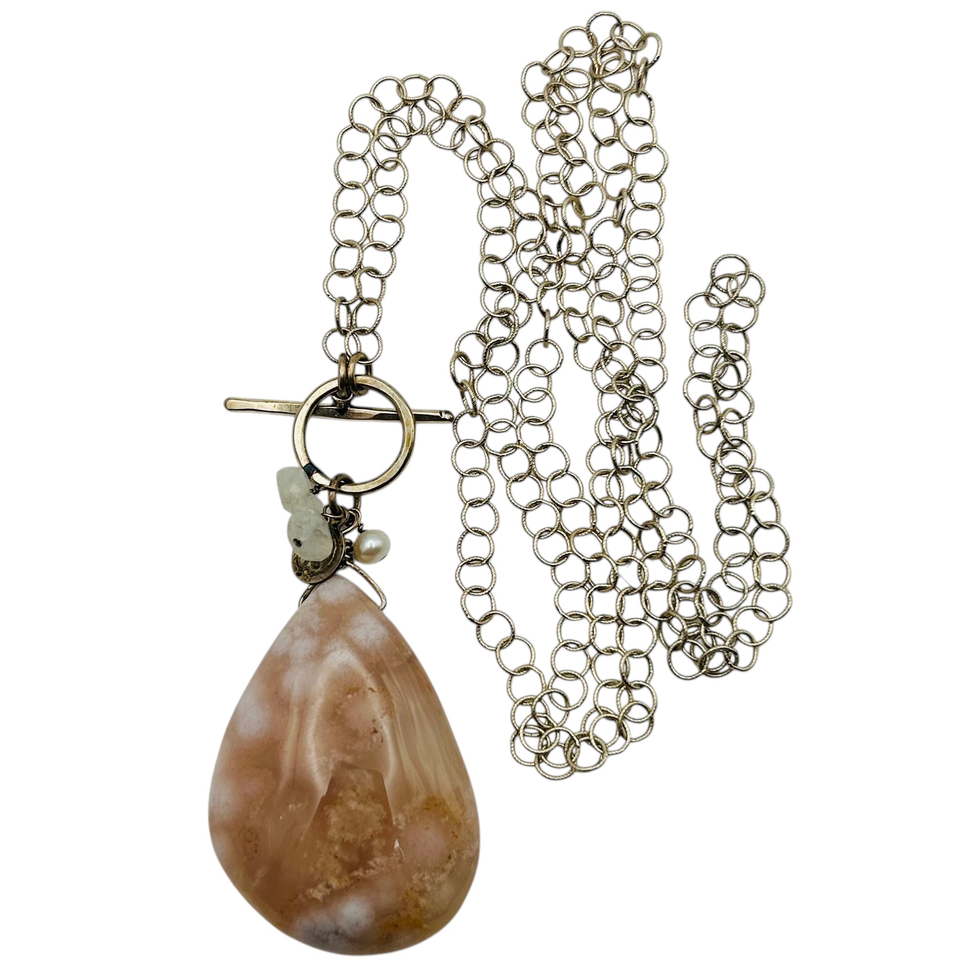 Sterling Rose Quartz Long Necklace