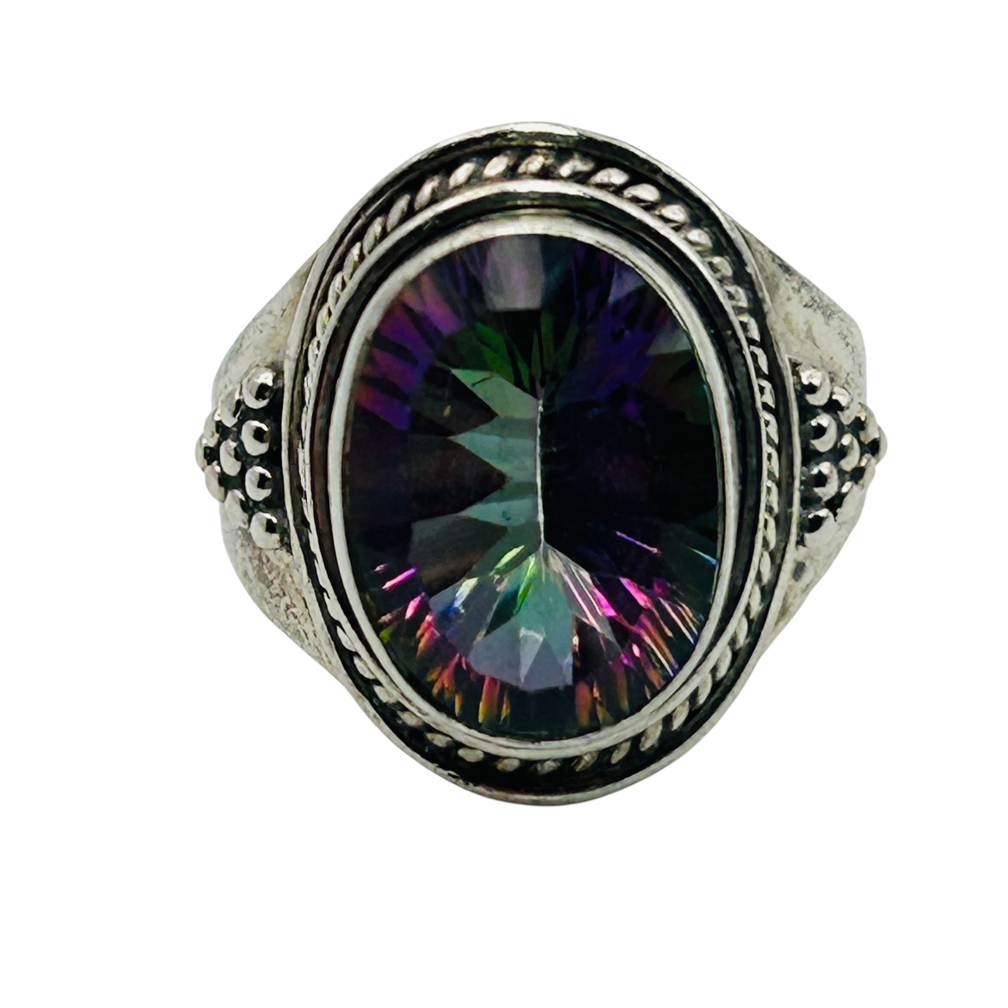 Sterling Mystic Topaz Ring Sz 8