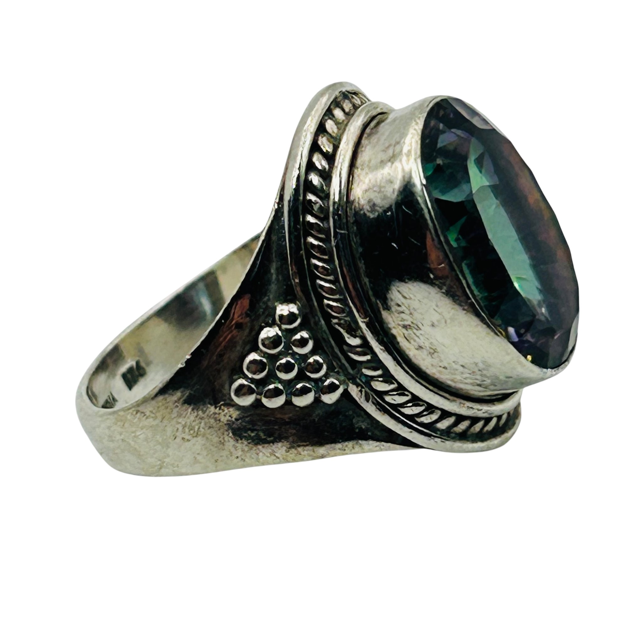 Sterling Mystic Topaz Ring Sz 8