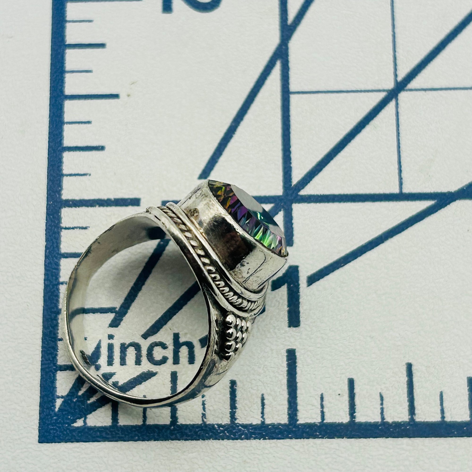 Sterling Mystic Topaz Ring Sz 8