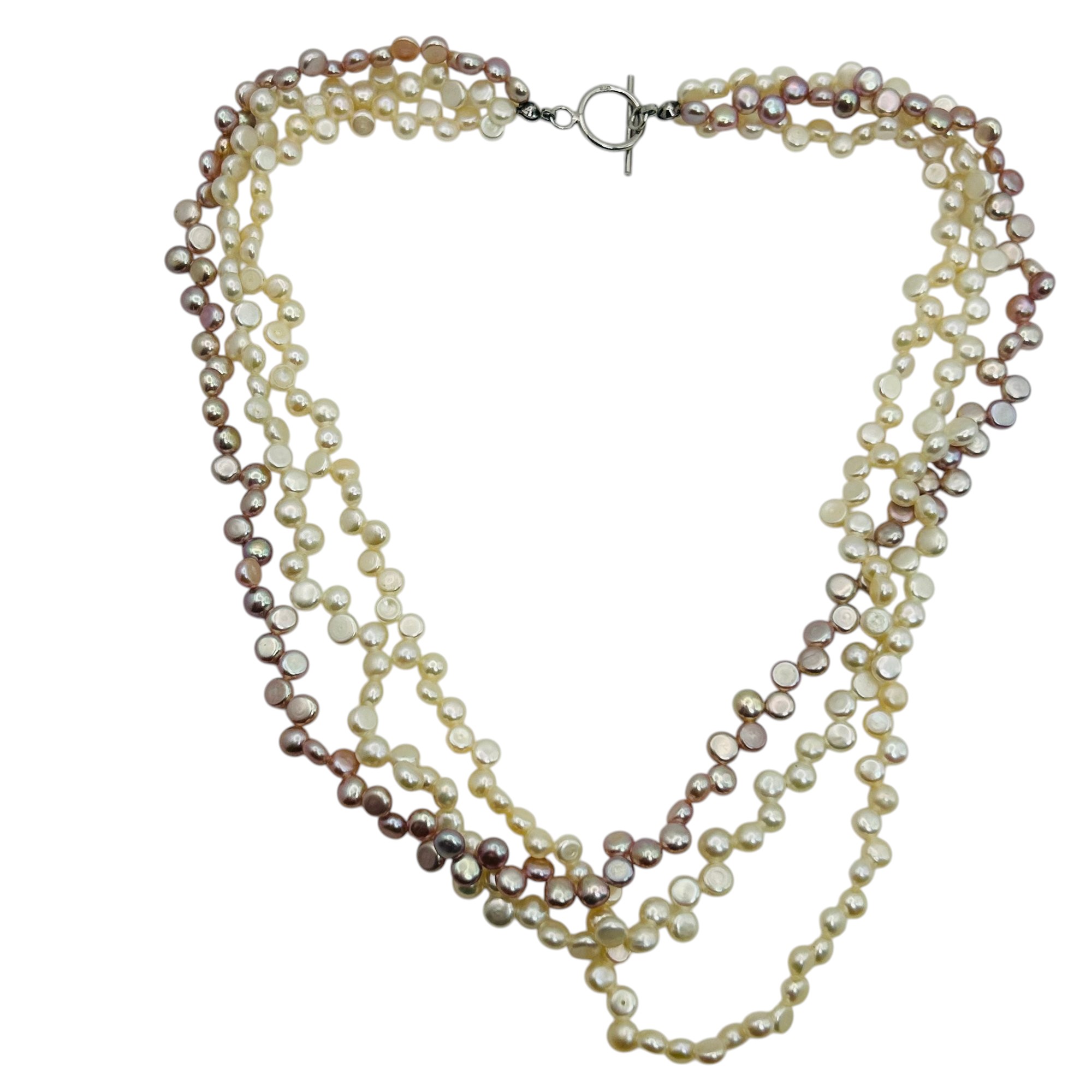 Sterling Multi Chain Pearl Necklace