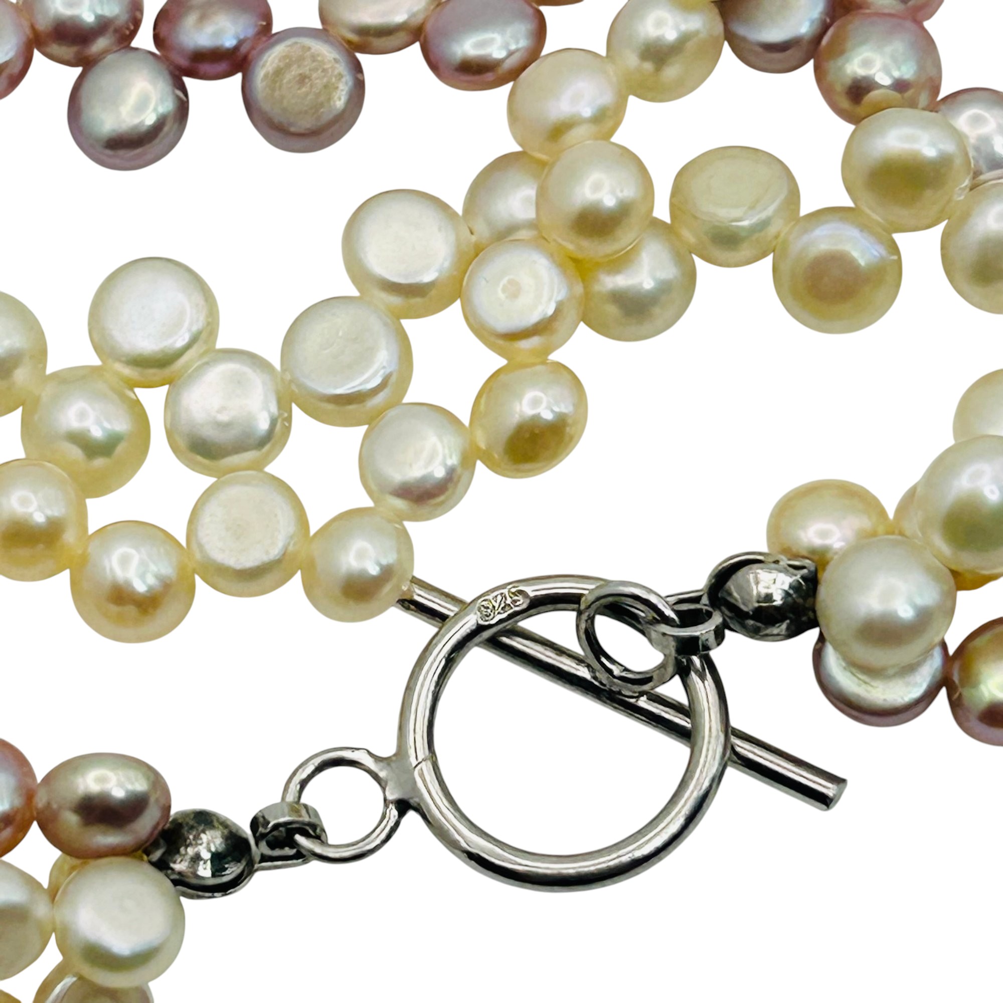 Sterling Multi Chain Pearl Necklace