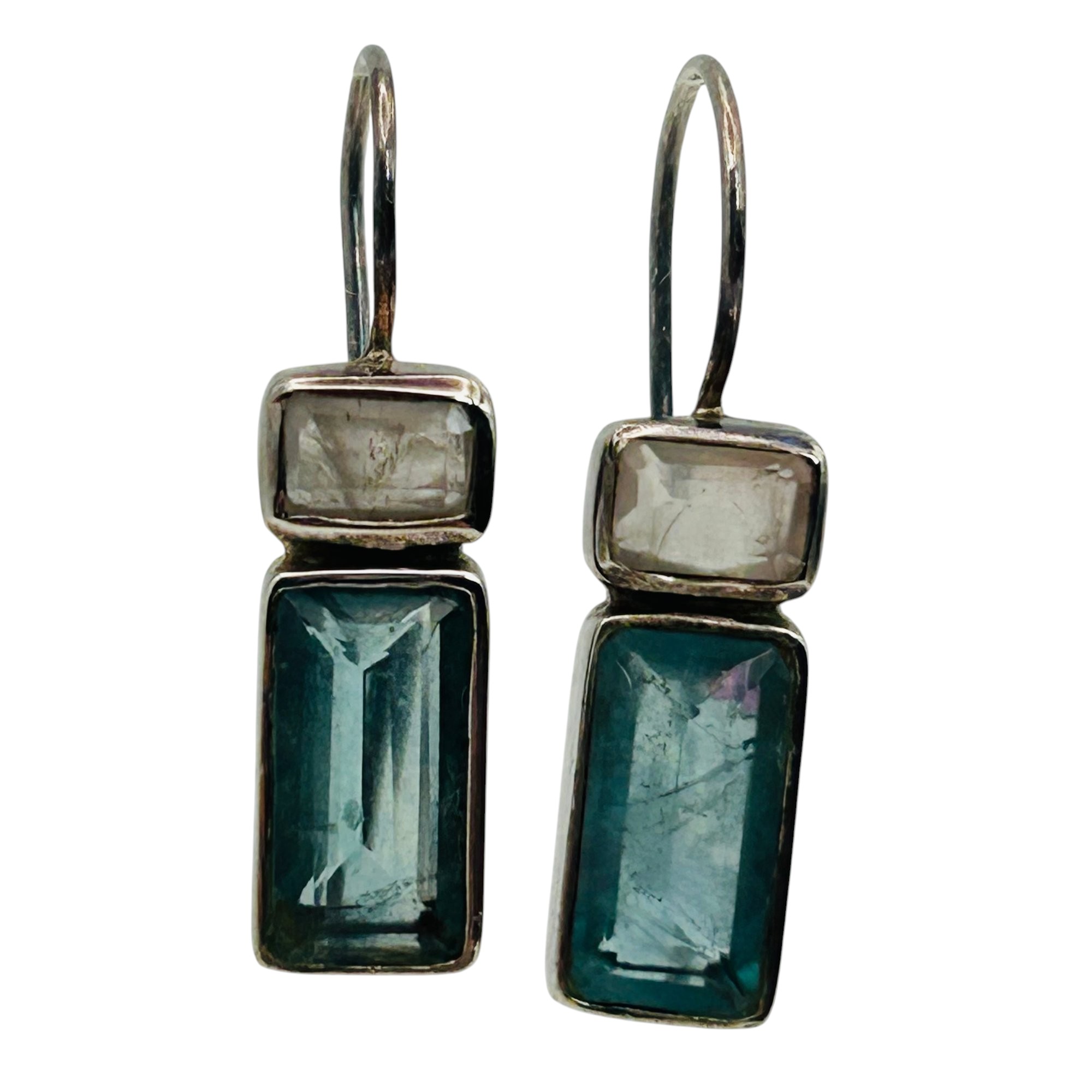 Sterling Aquamarine Quartz Earrings