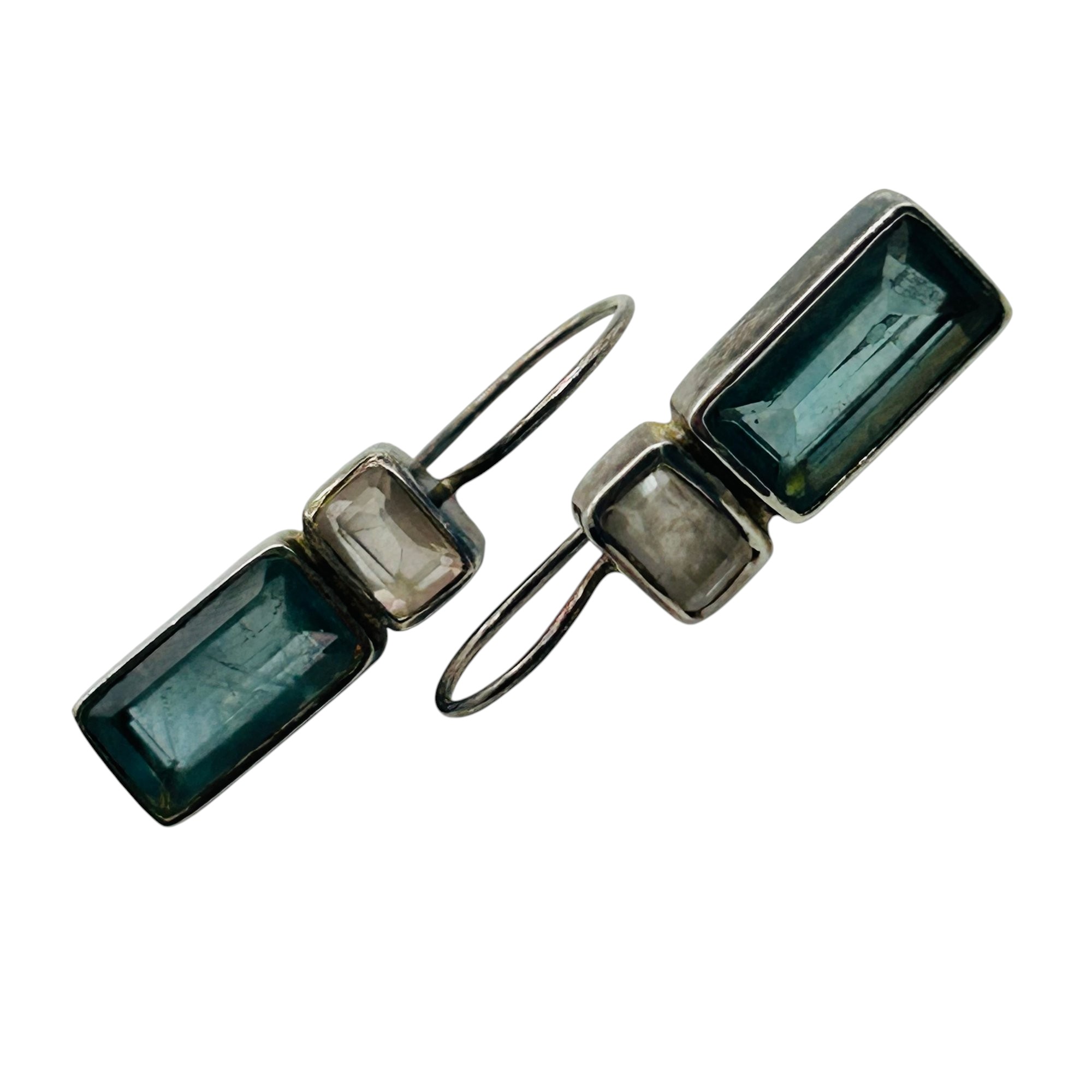 Sterling Aquamarine Quartz Earrings