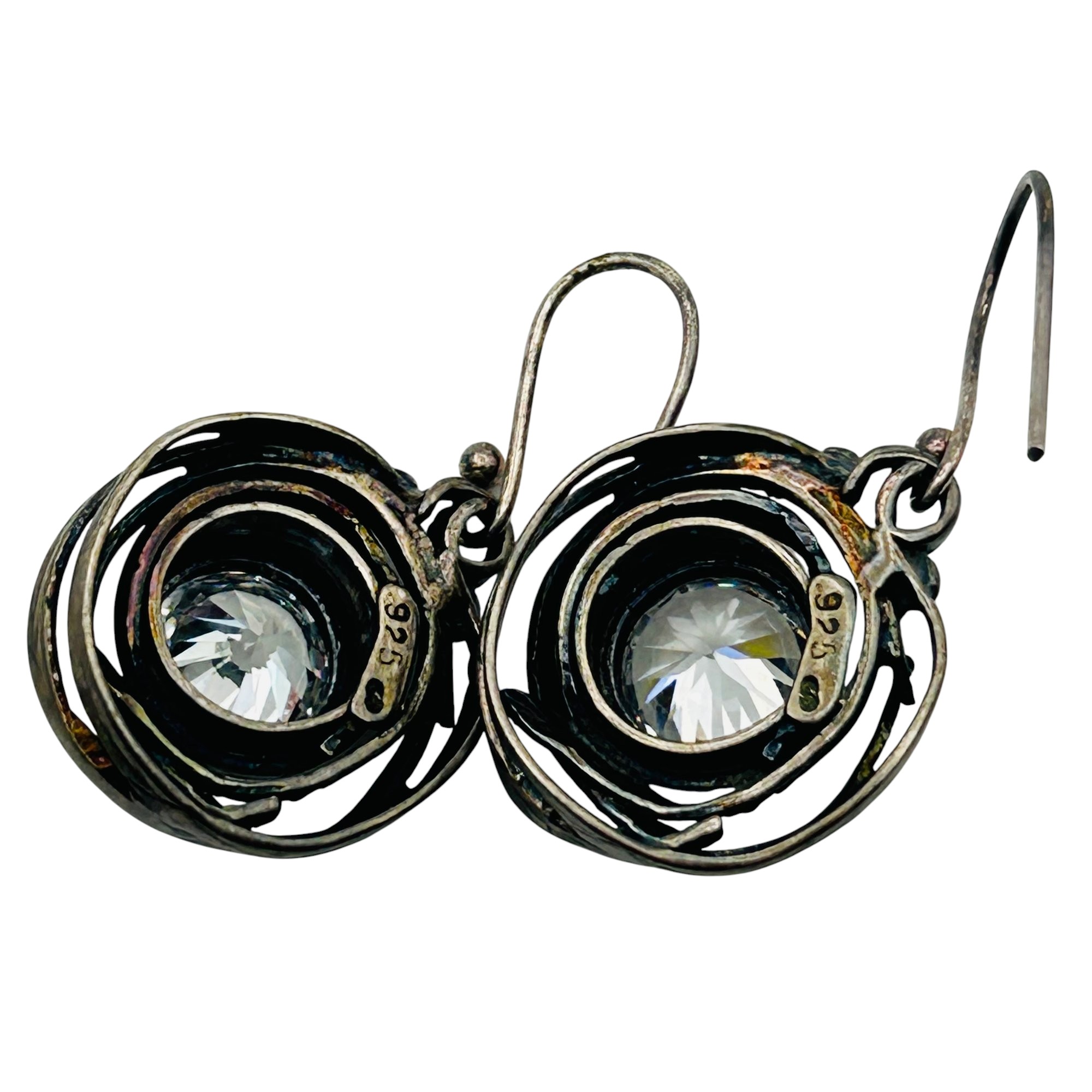 Sterling Rhinestone Leaf Detail Earrings