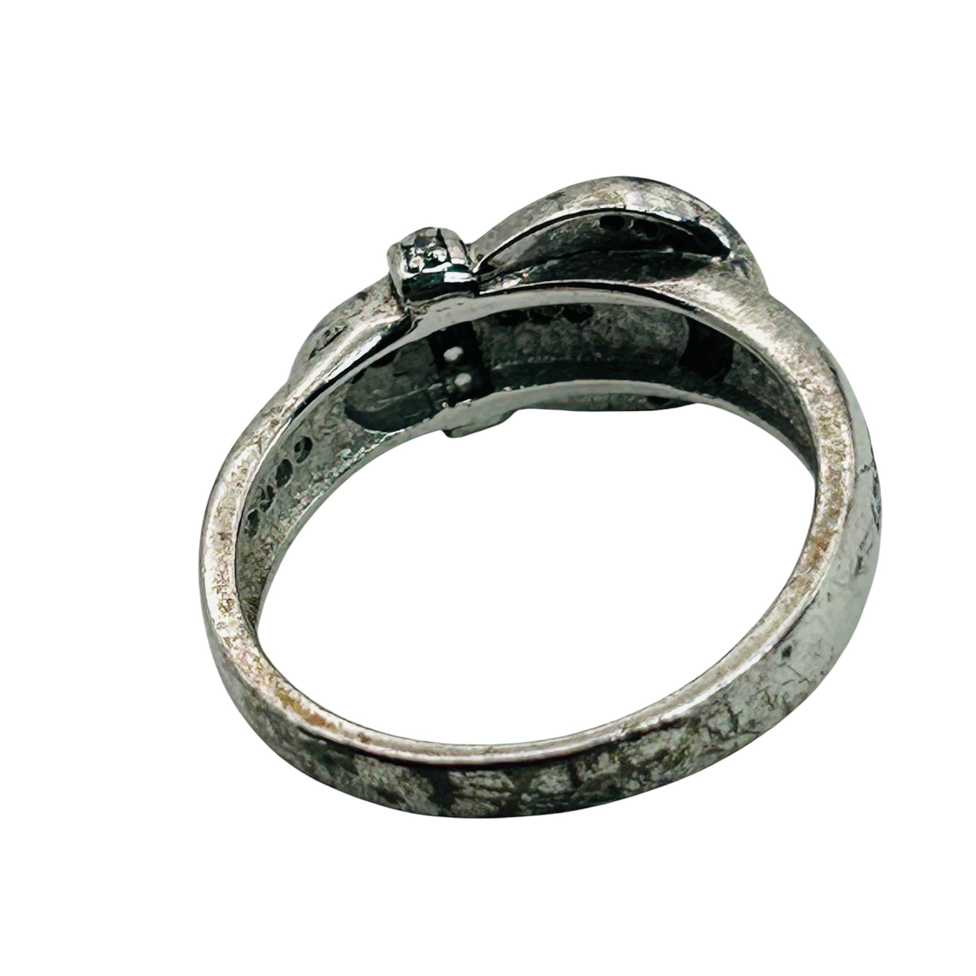 Signed Sterling Rhinestone Belt Buckle Ring Sz 6