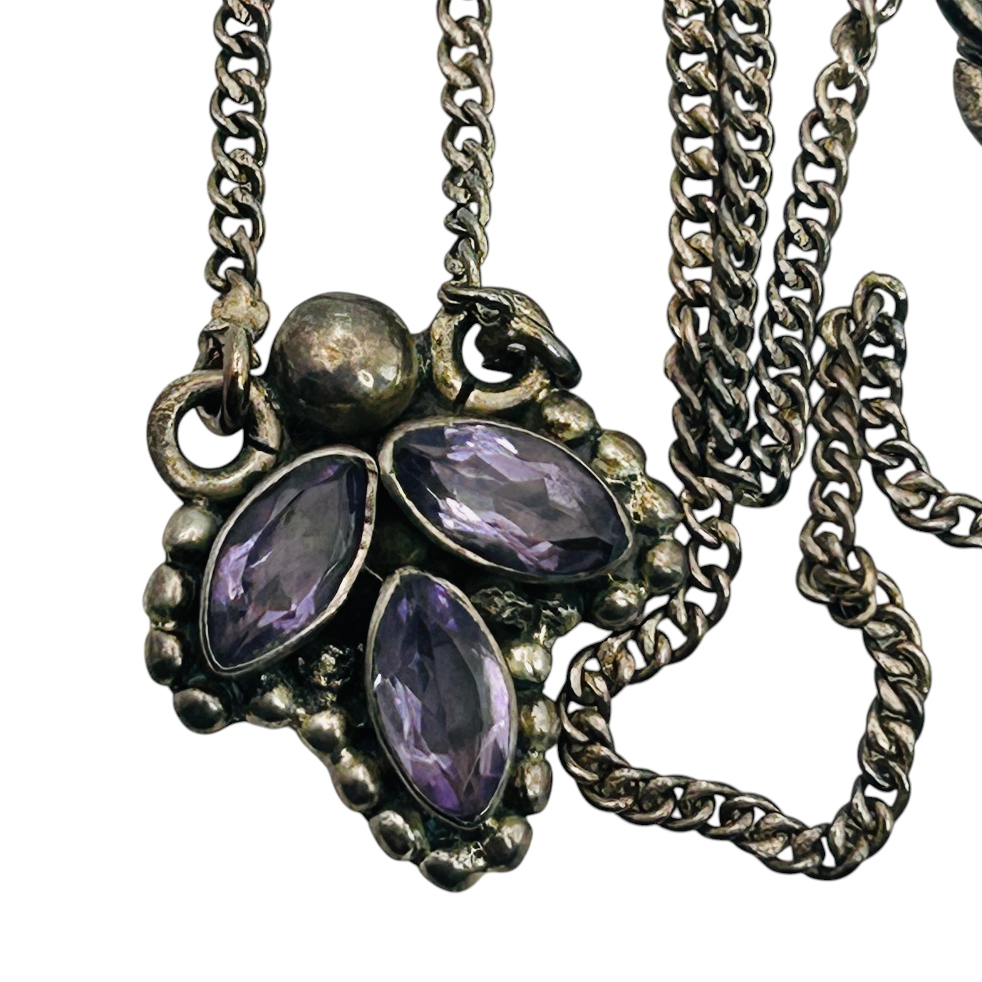 Sterling Amethyst Curb Chain Necklace