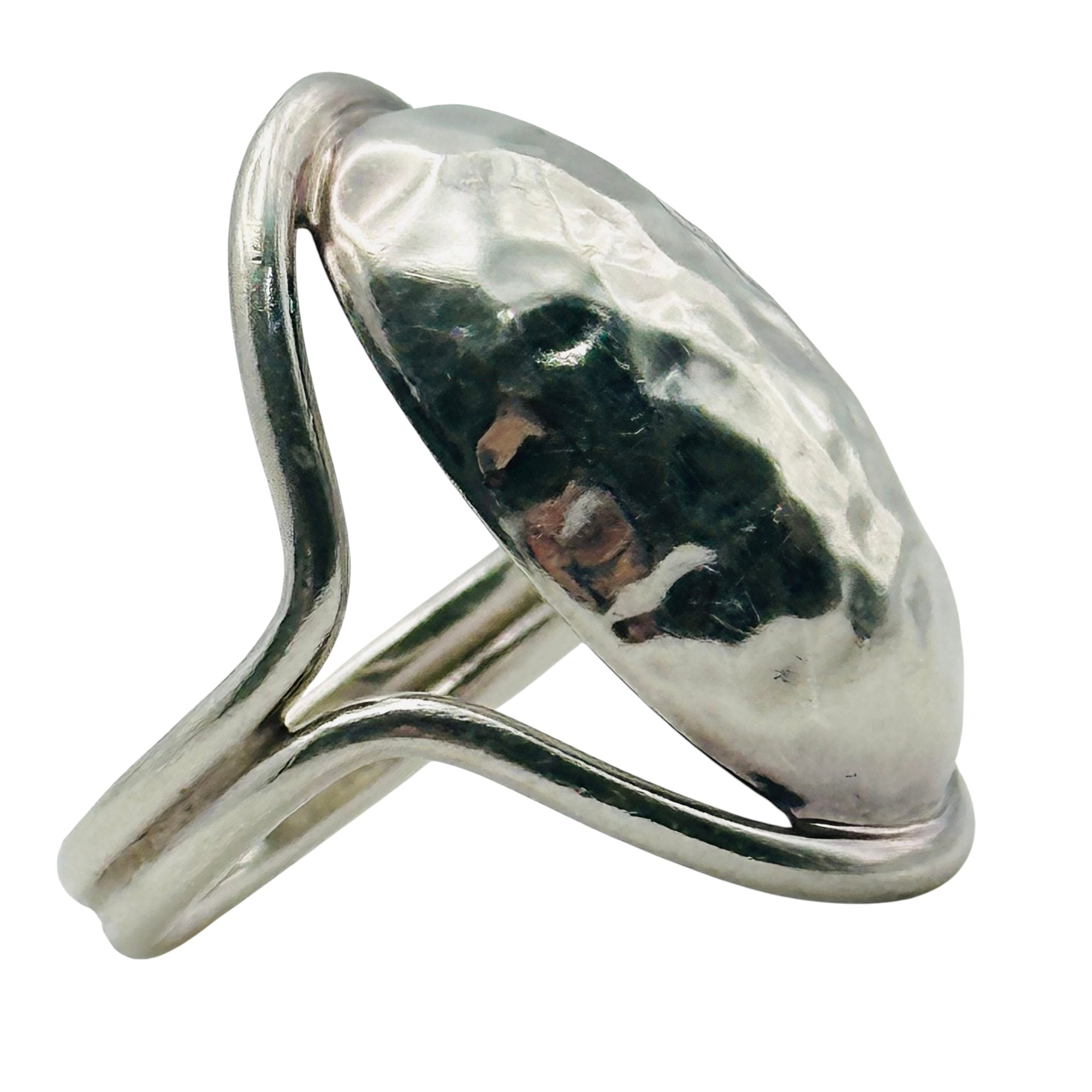 Signed Mexico Sterling Hammered Ring Sz 7