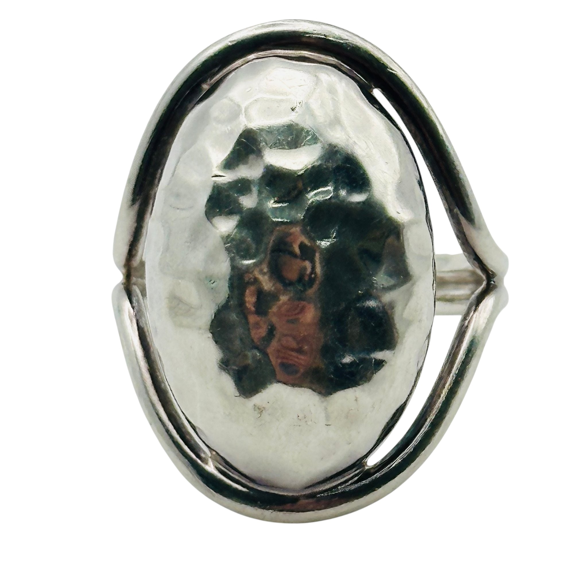 Signed Mexico Sterling Hammered Ring Sz 7