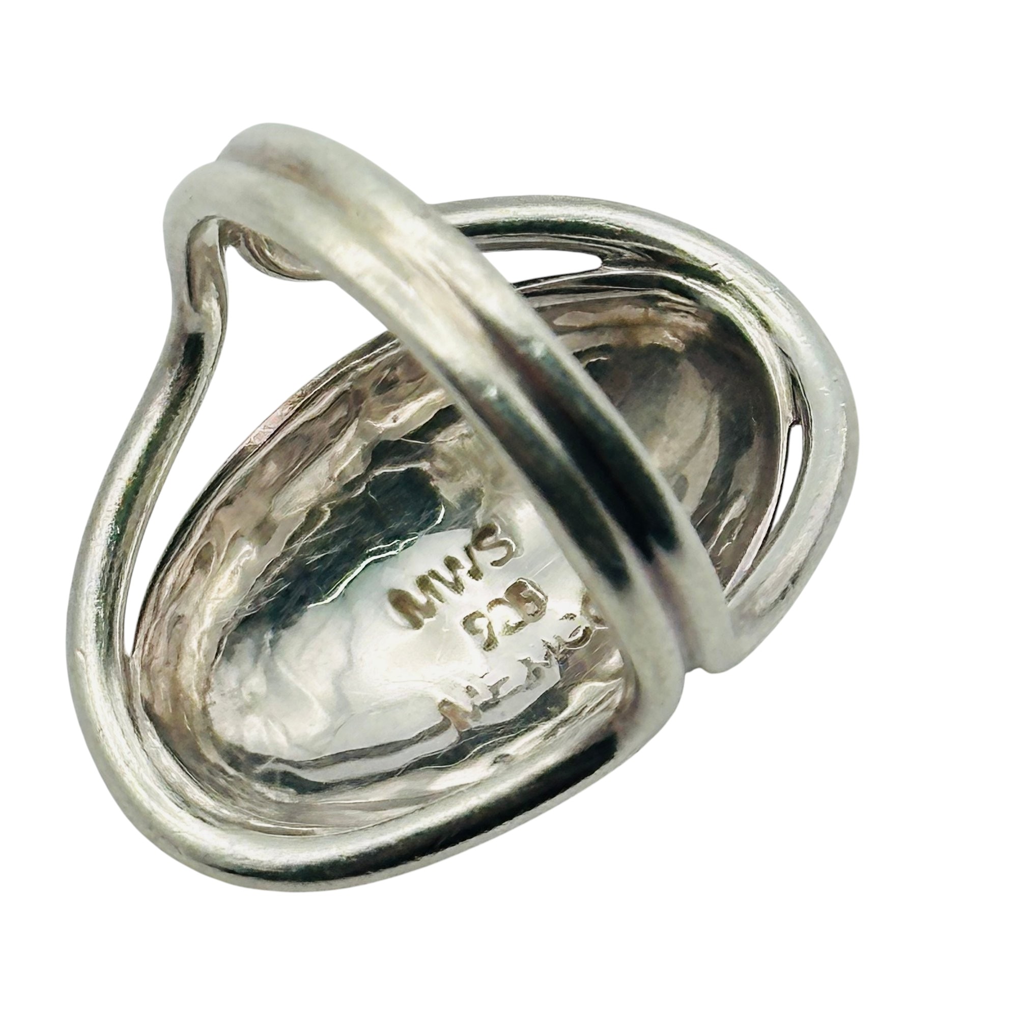 Signed Mexico Sterling Hammered Ring Sz 7