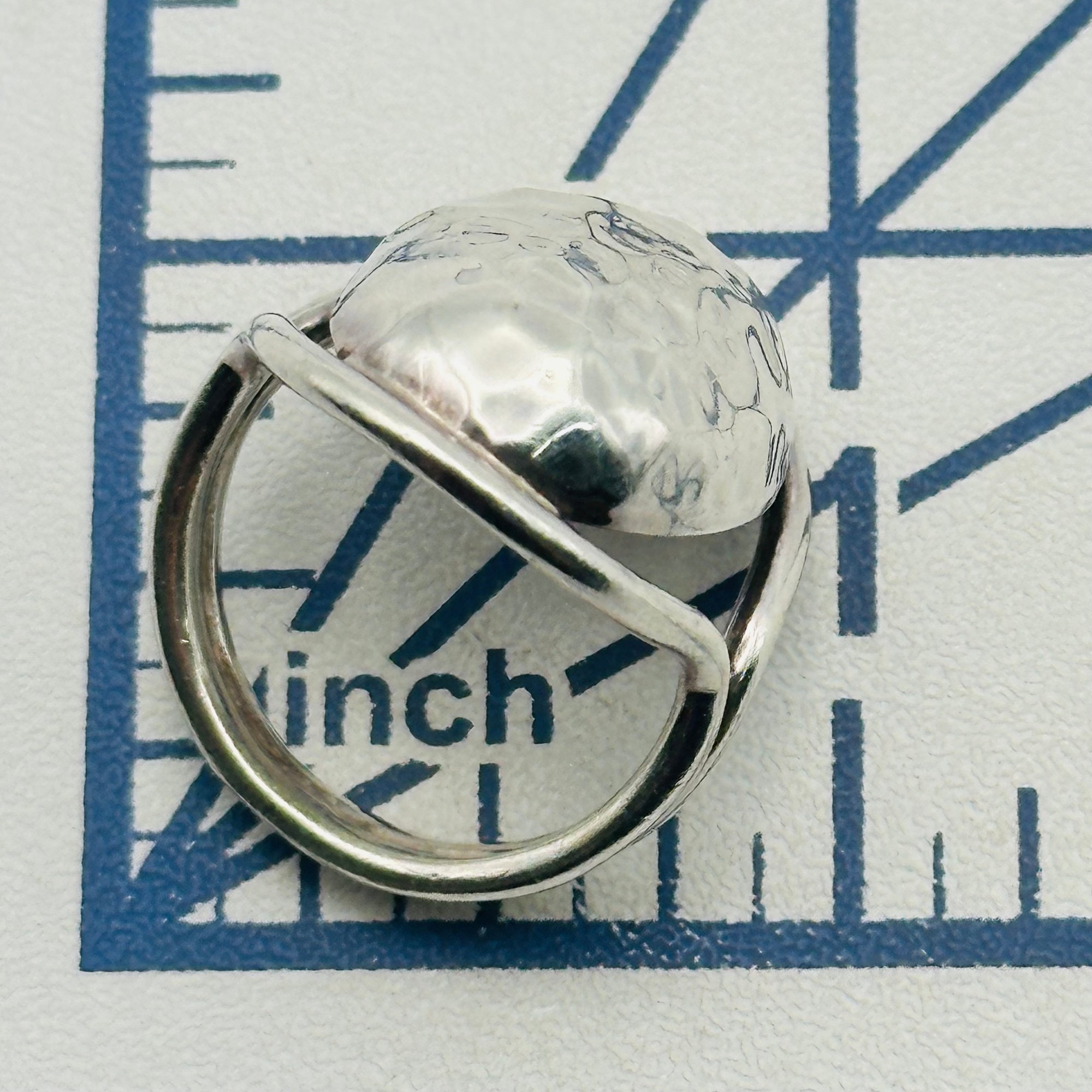 Signed Mexico Sterling Hammered Ring Sz 7