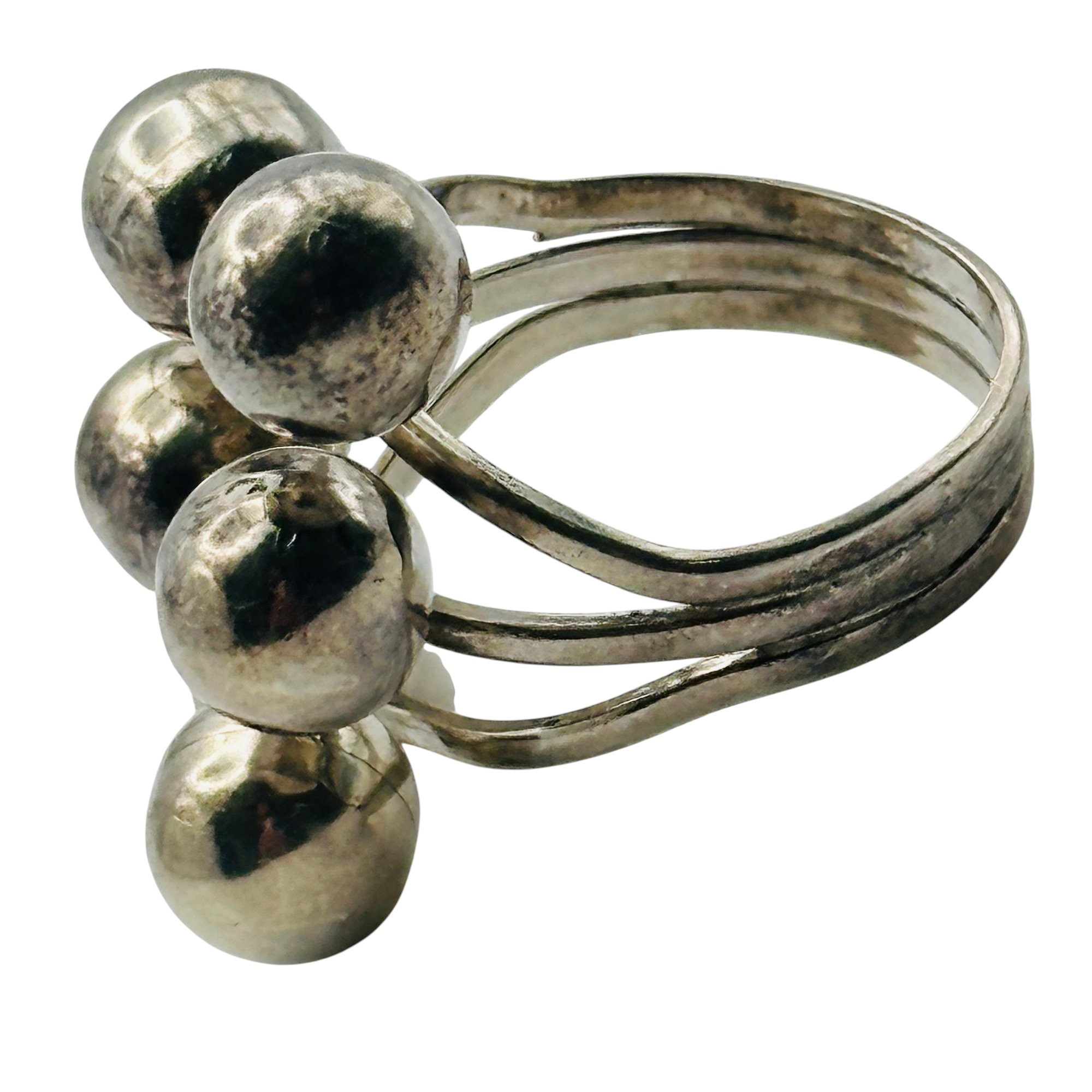 Signed Mexico Sterling Round Ring Sz 8