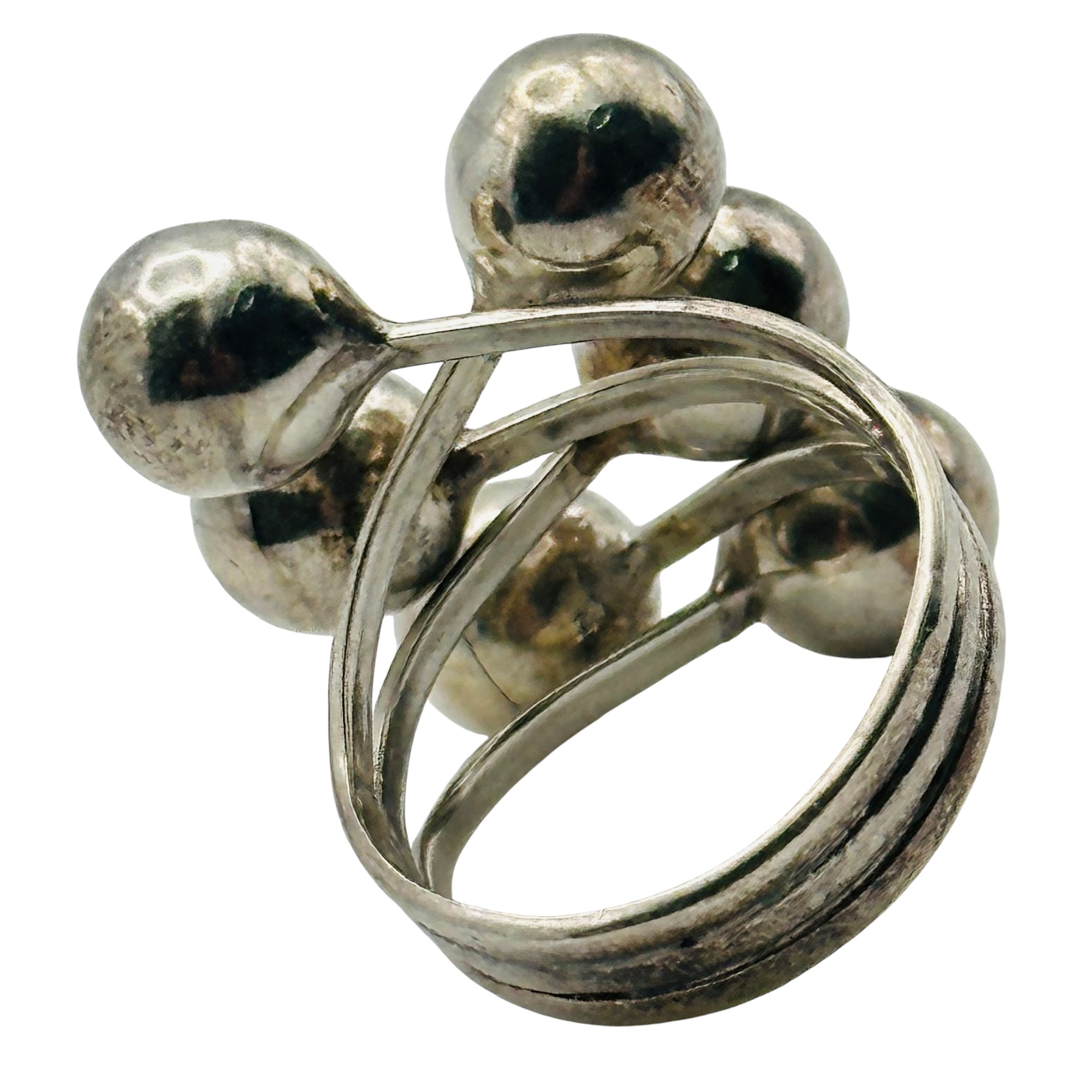 Signed Mexico Sterling Round Ring Sz 8