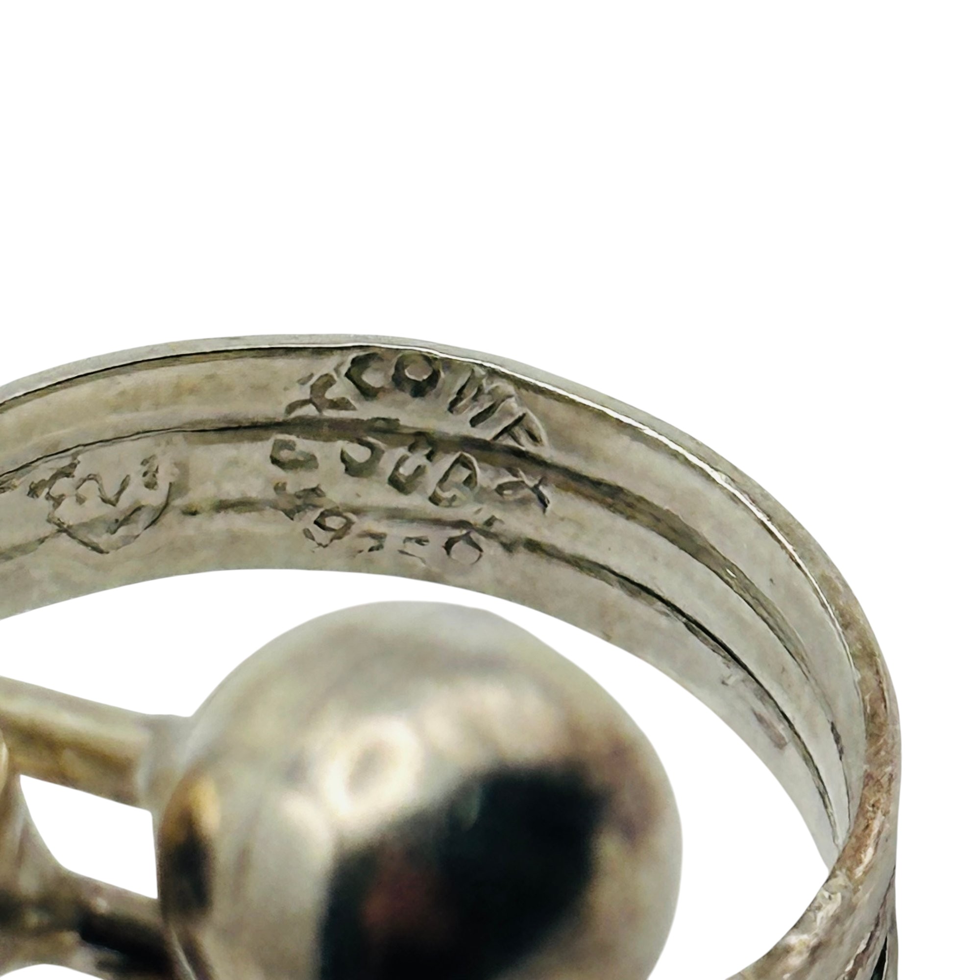 Signed Mexico Sterling Round Ring Sz 8