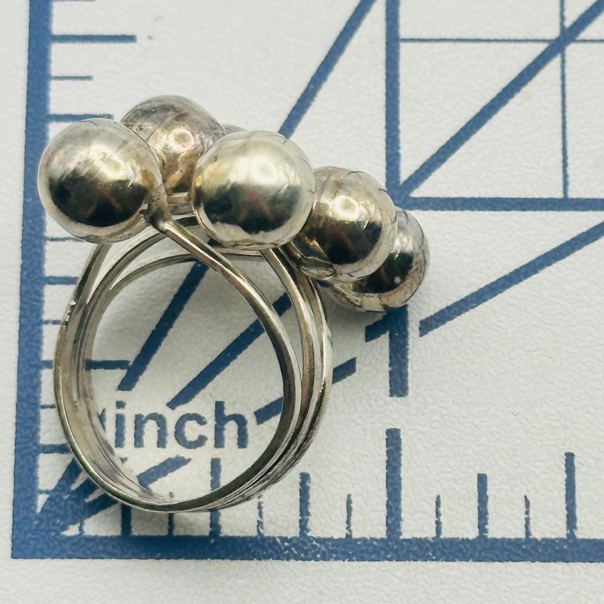 Signed Mexico Sterling Round Ring Sz 8