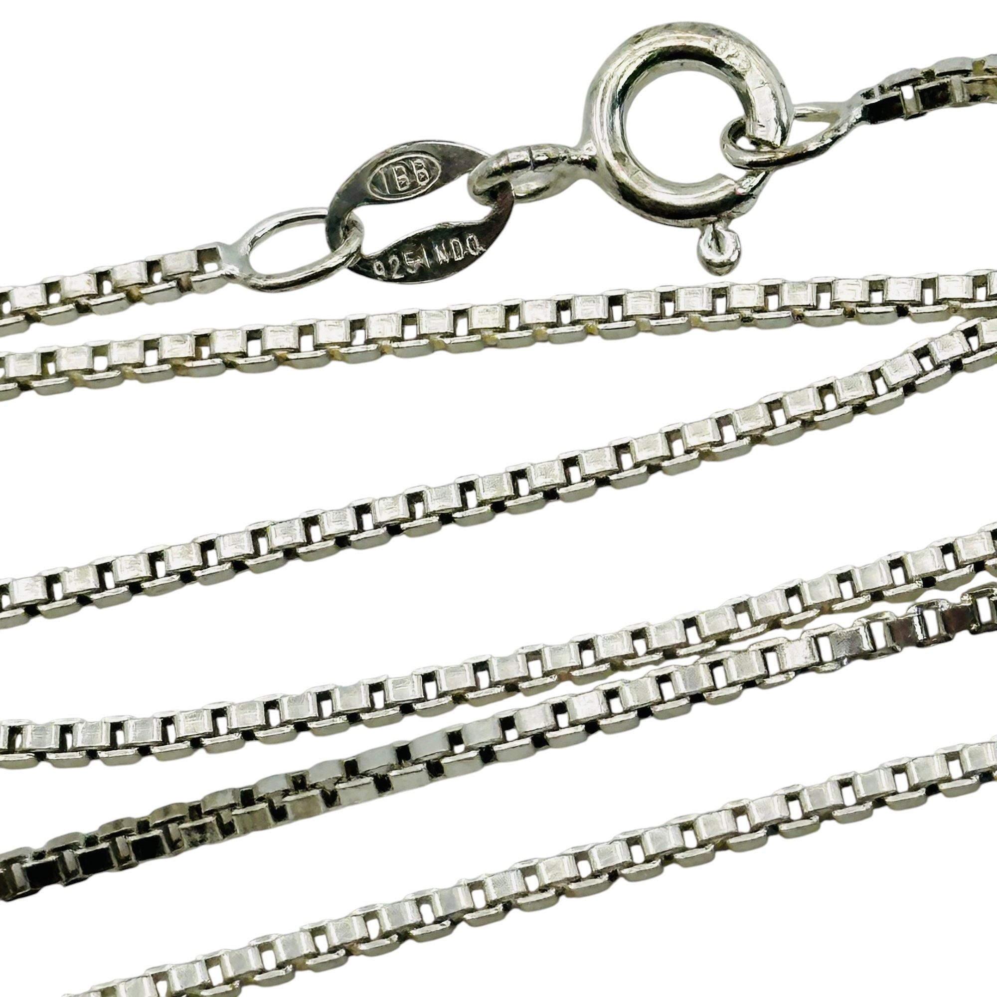 Signed Sterling Box Chain Necklace