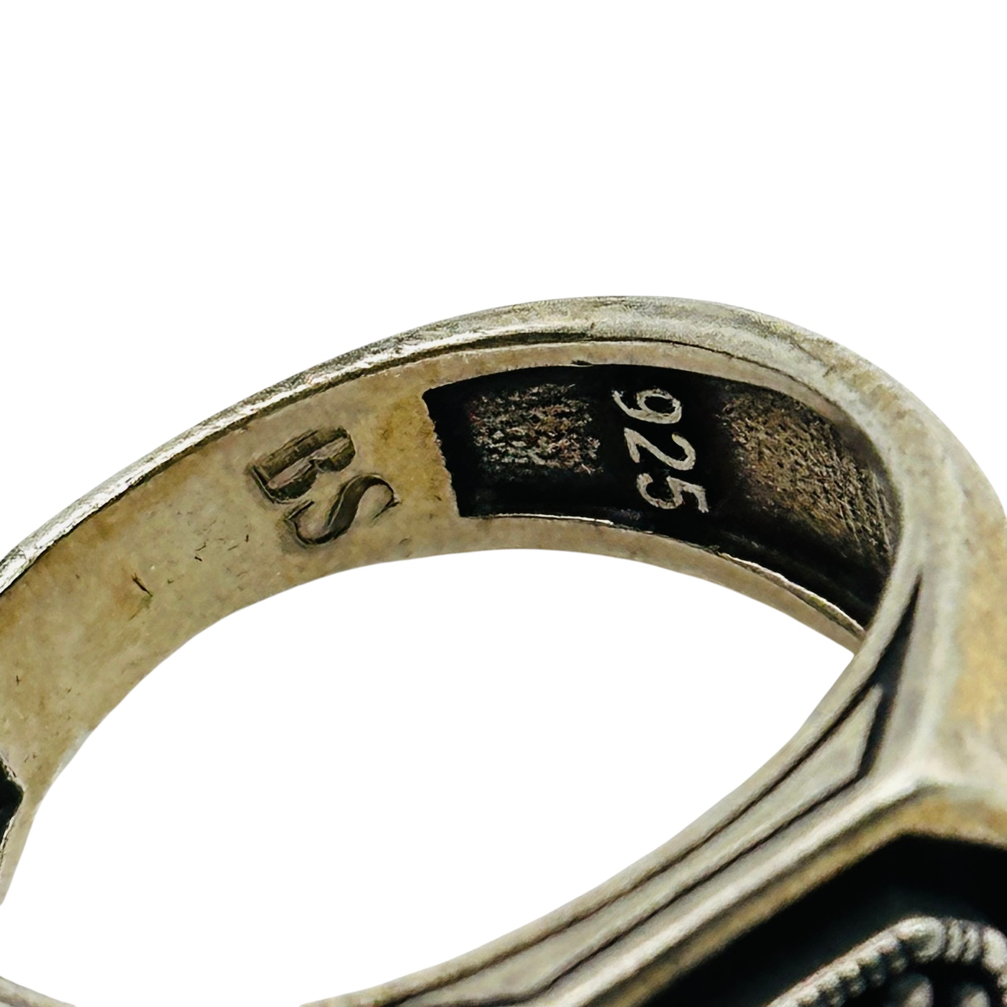 Signed Sterling Rhinestone Marcasite Ring Sz 9