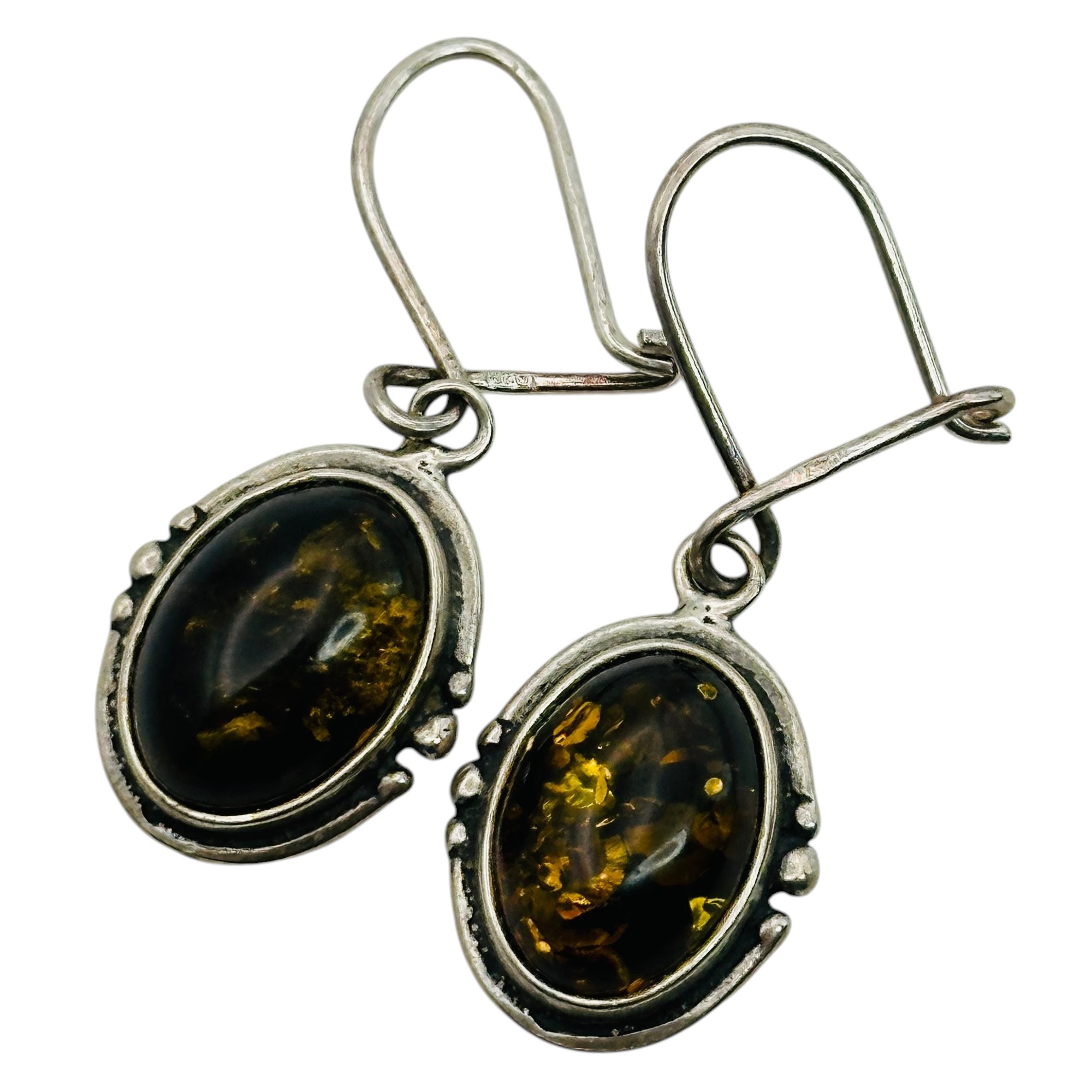 Sterling Amber Earrings