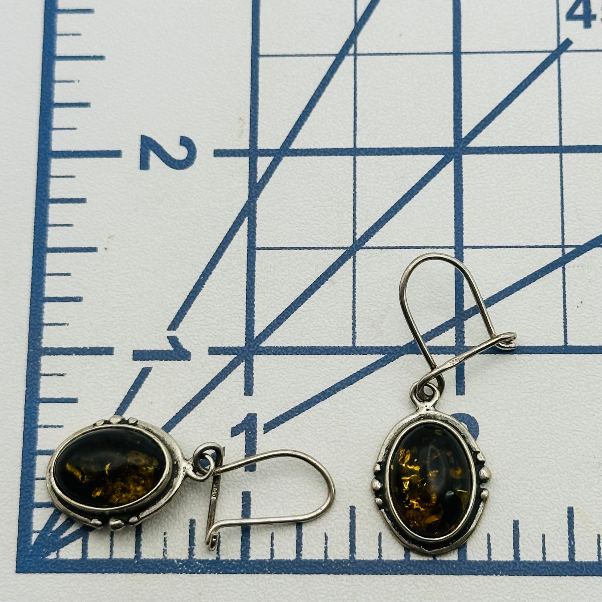 Sterling Amber Earrings