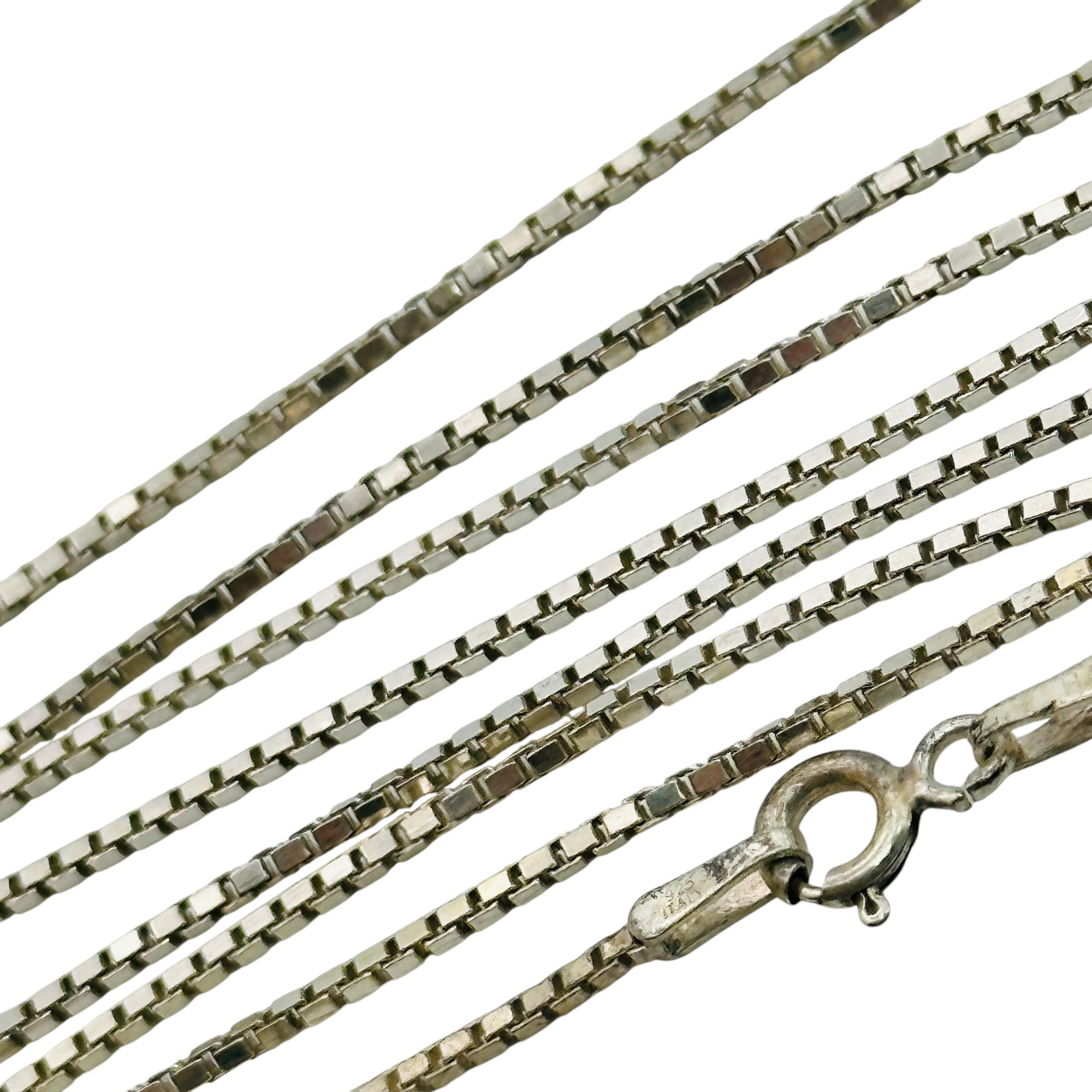 Signed Italy Sterling Box Chain Necklace