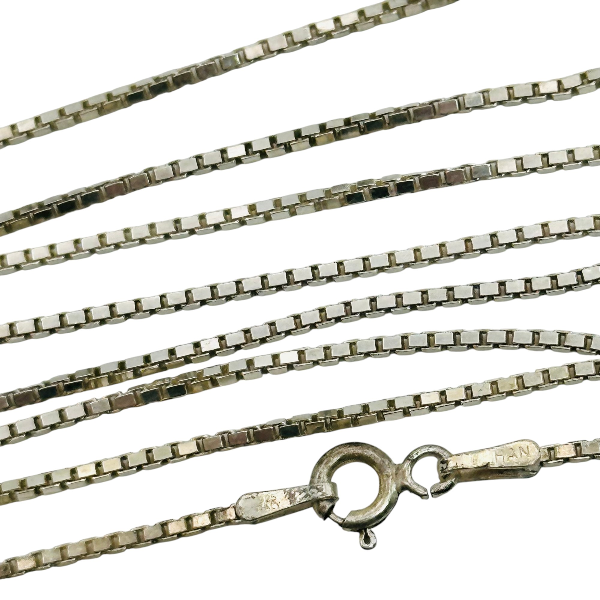 Signed Italy Sterling Box Chain Necklace