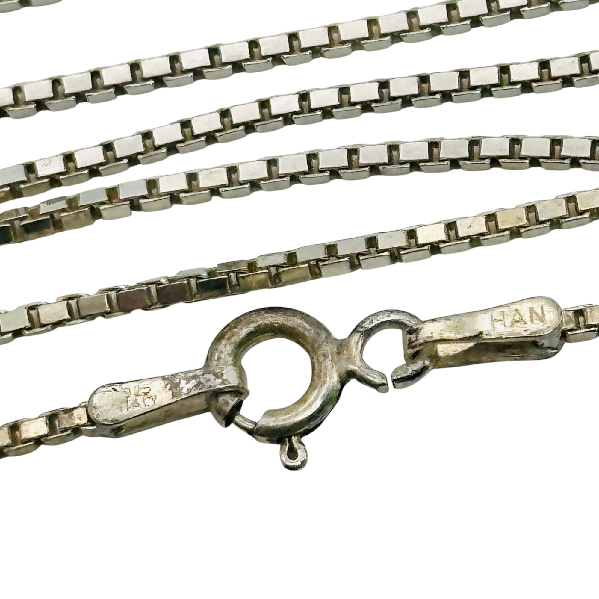 Signed Italy Sterling Box Chain Necklace