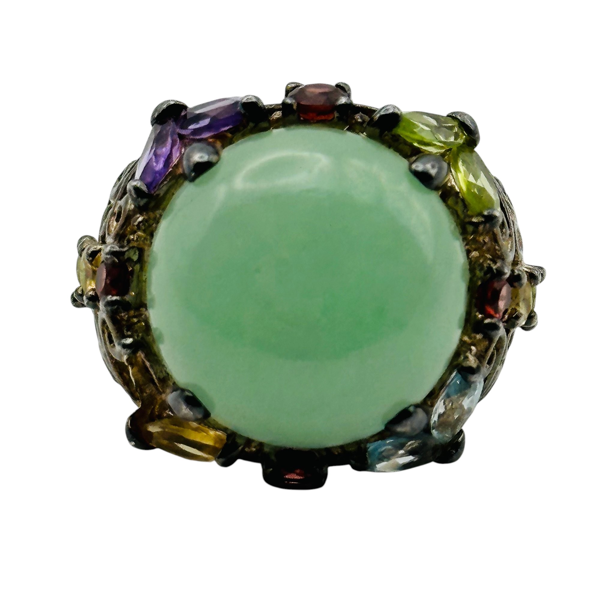 Signed Sterling Multi Stone Ring Sz 8