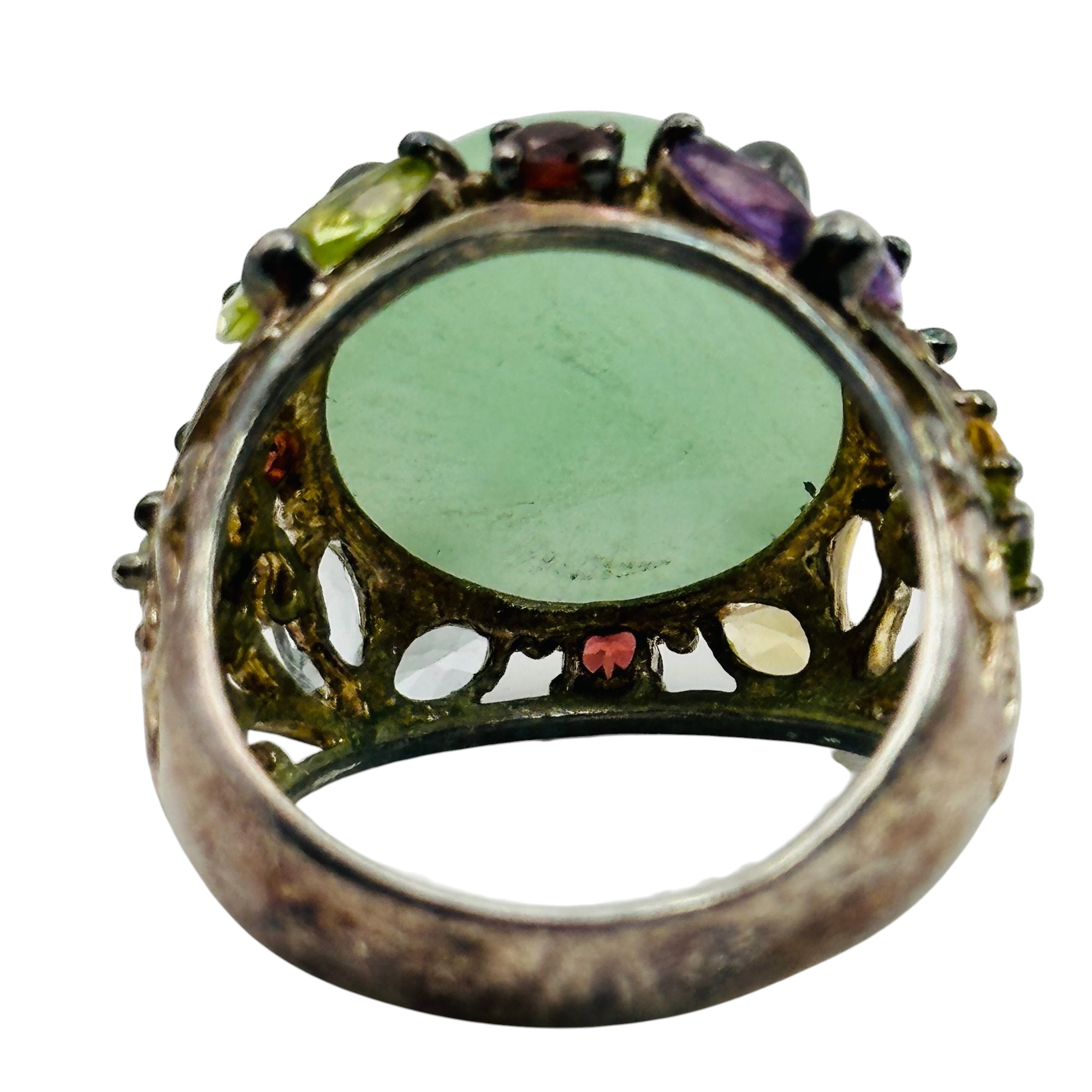 Signed Sterling Multi Stone Ring Sz 8