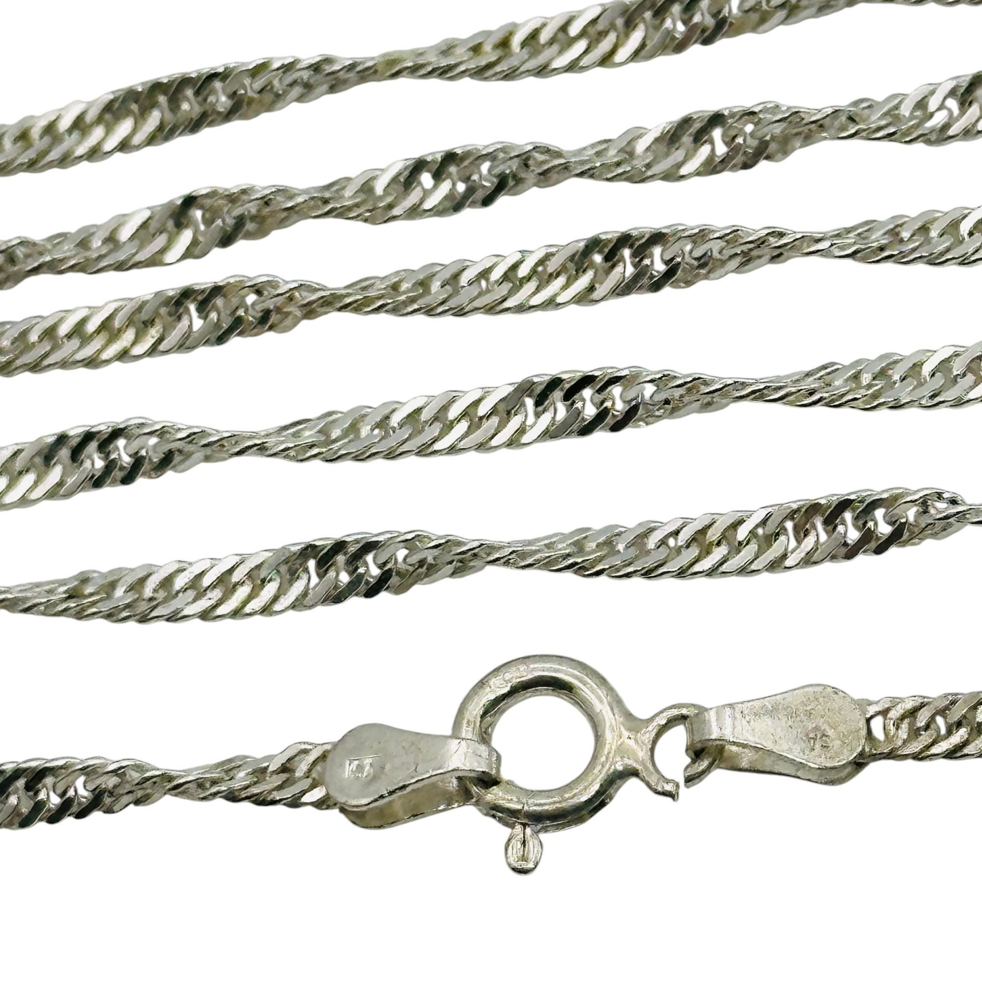 Signed Italy Sterling Twisted Curb Chain Necklace