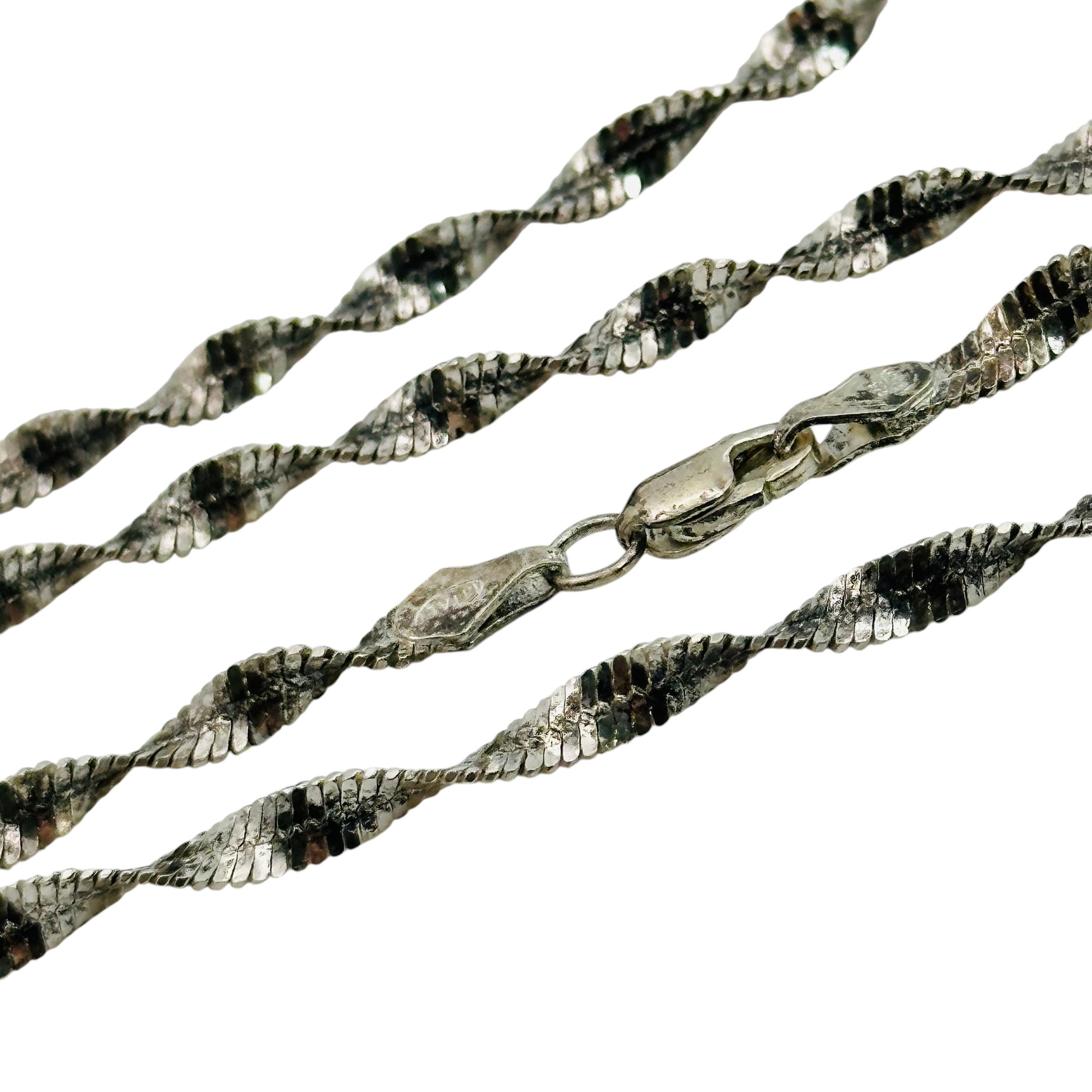 Signed Italy Sterling Twisted Snake Chain Necklace