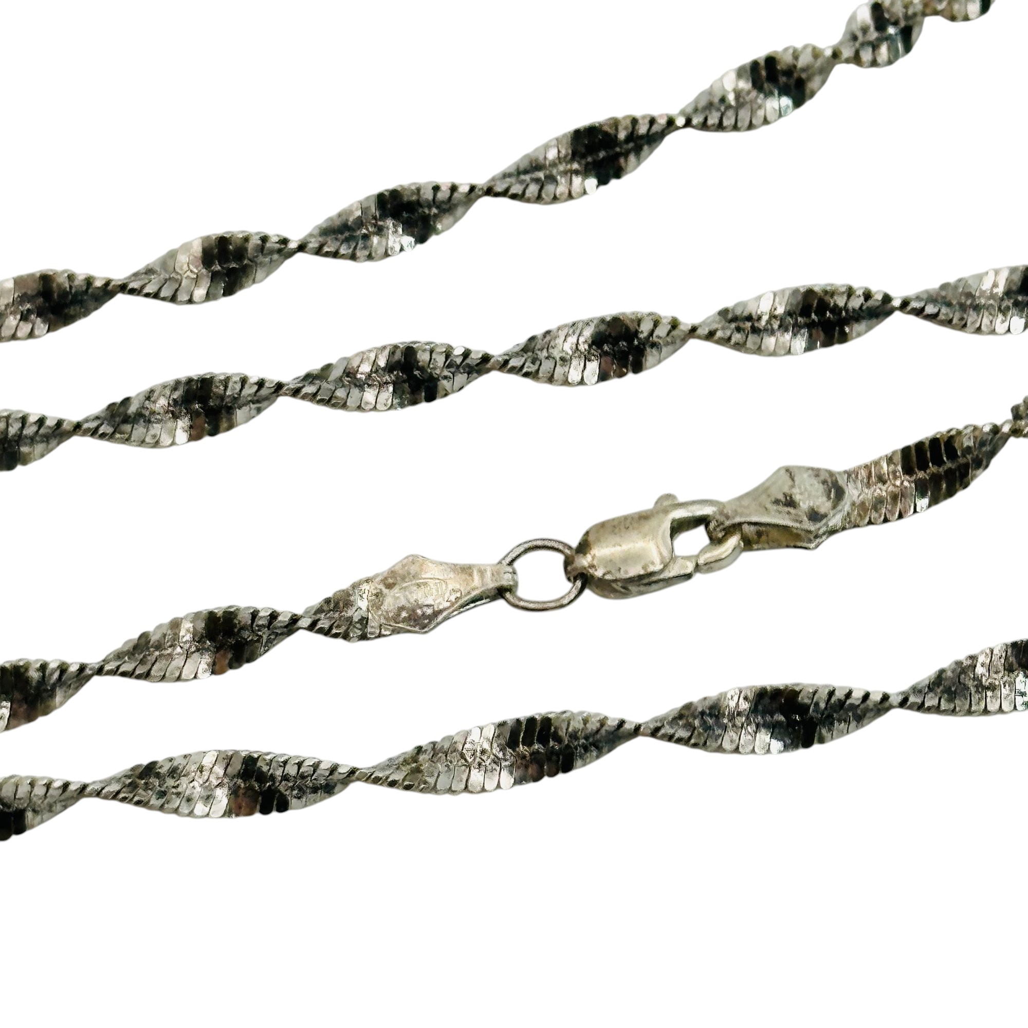 Signed Italy Sterling Twisted Snake Chain Necklace