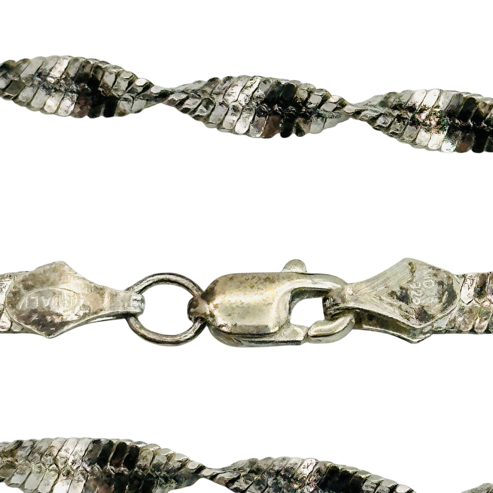 Signed Italy Sterling Twisted Snake Chain Necklace