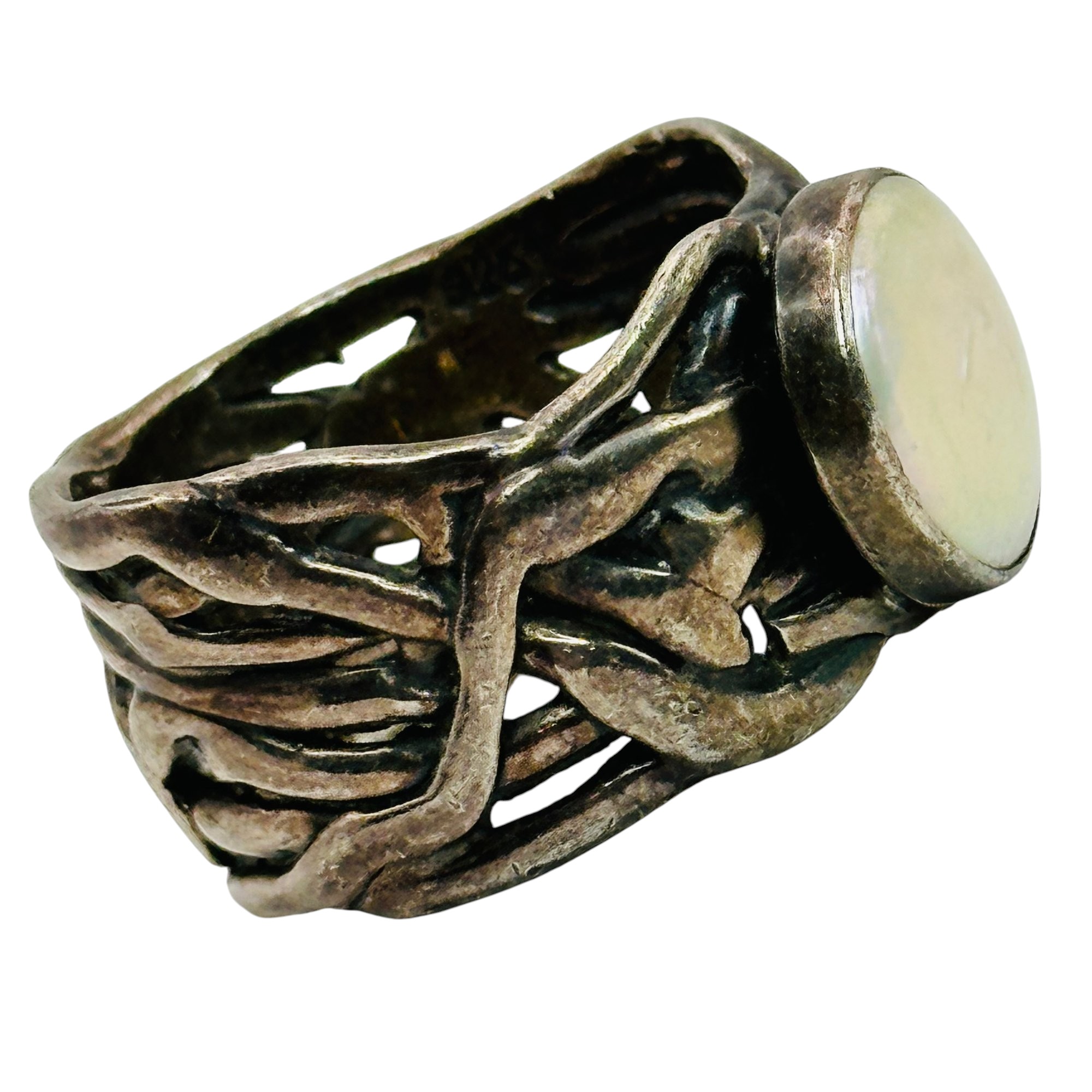 Sterling Pearl Thick Band Sz 11