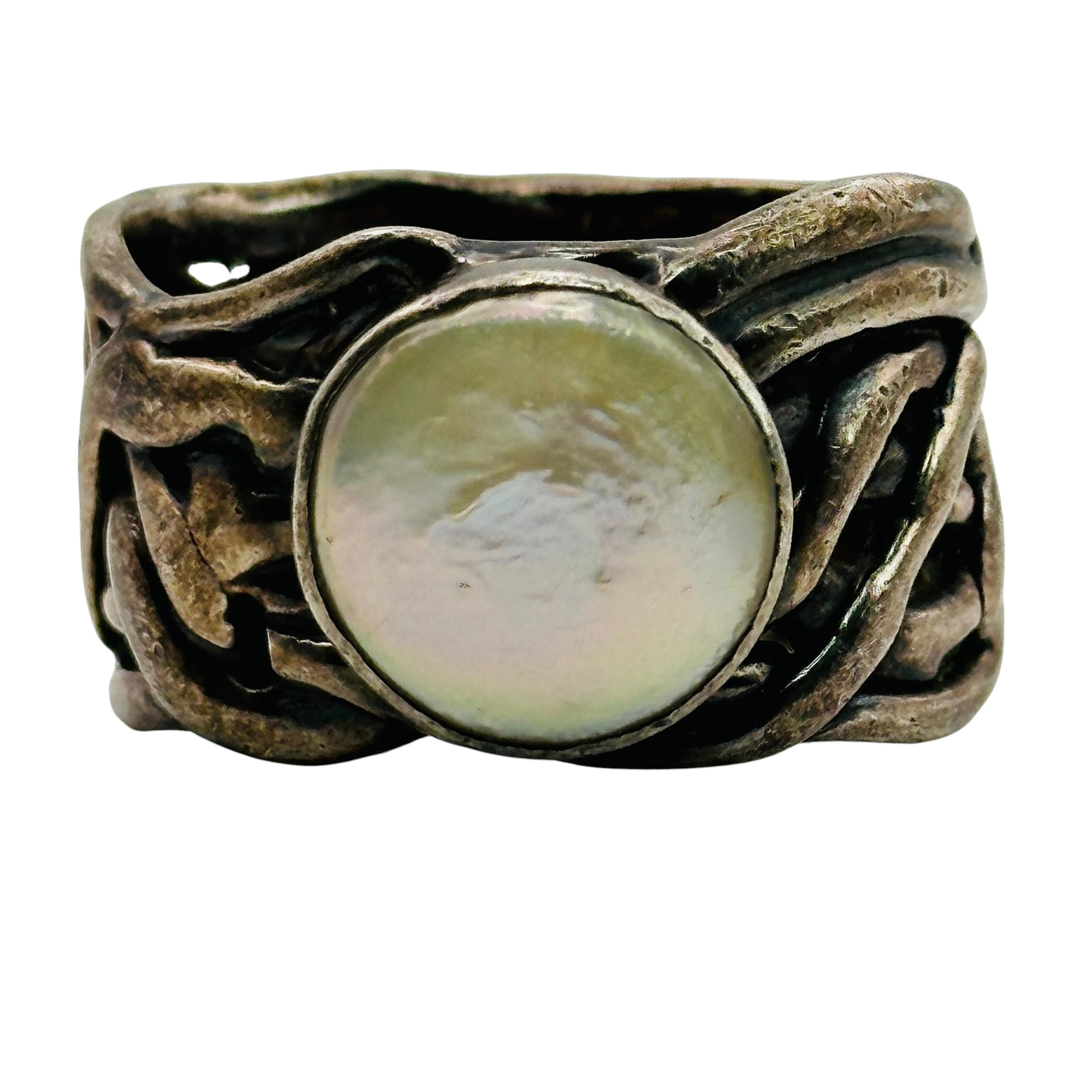 Sterling Pearl Thick Band Sz 11