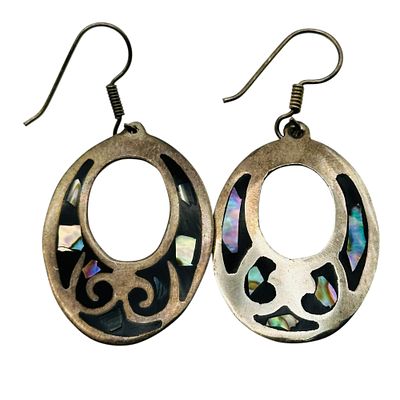Sterling Abalone Onyx Earrings. Sterling abalone onyx earrings 8.6g
