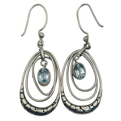 Signed Indonesia Sterling Topaz Dangle Earrings. Signed Indonesia Sterling topaz dangle earrings 6.2g