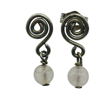 Sterling Pink Quartz Swirl Earrings. Sterling pink quartz swirl earrings 0.8g