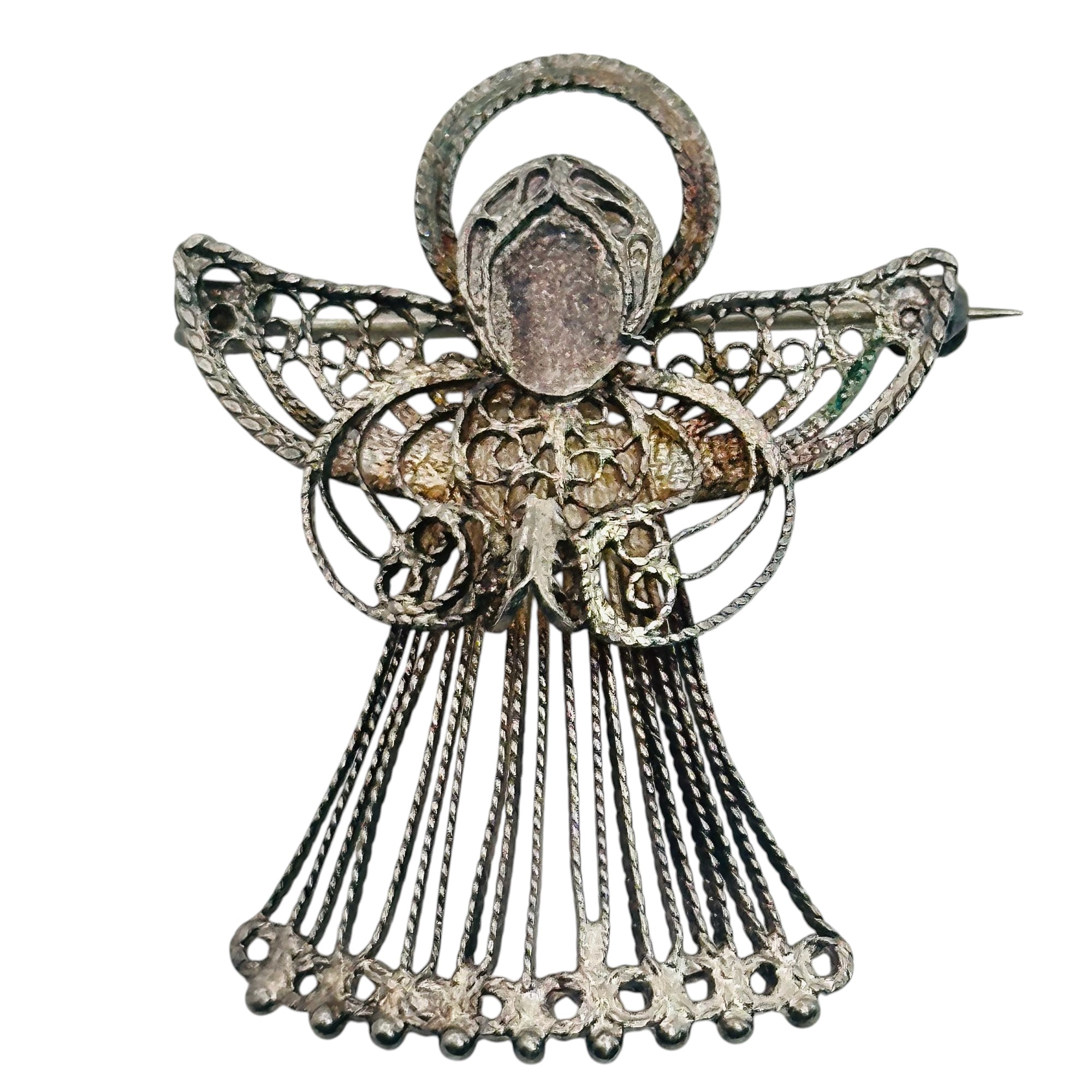 Sterling Filigree Angel Brooch