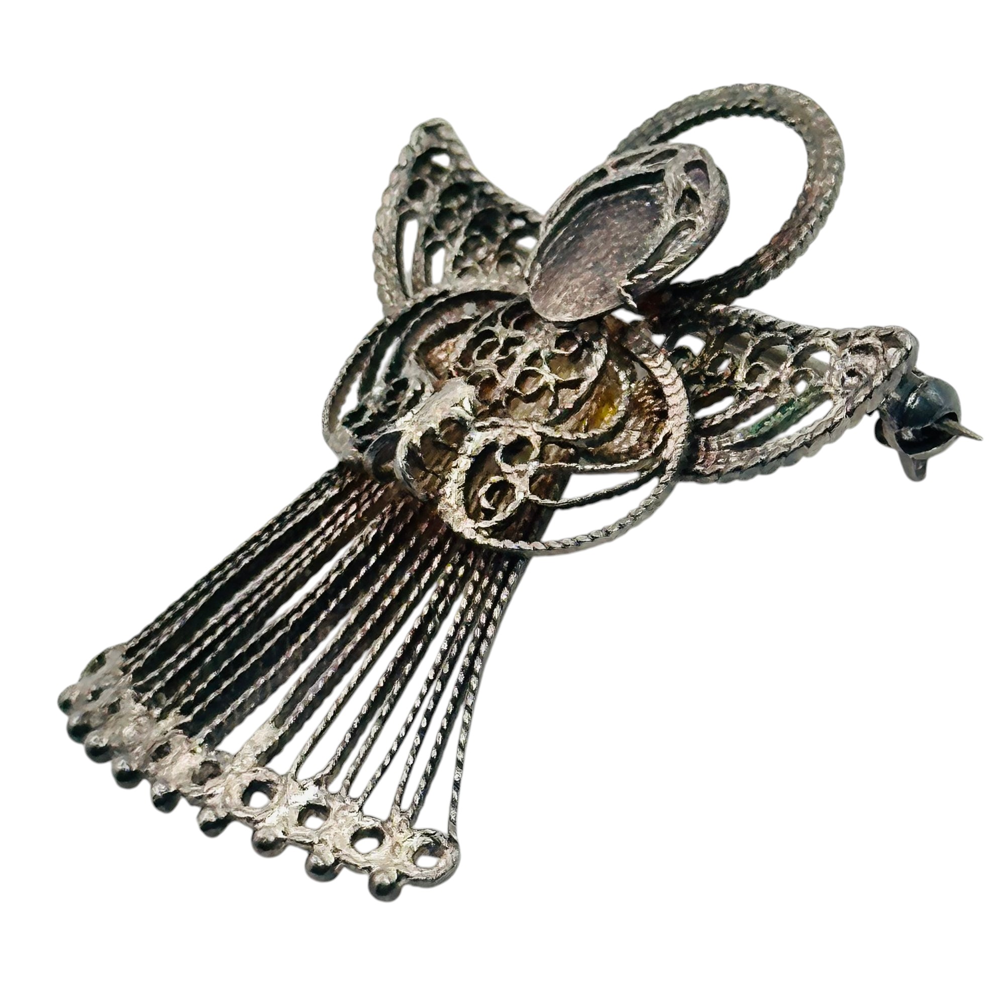 Sterling Filigree Angel Brooch