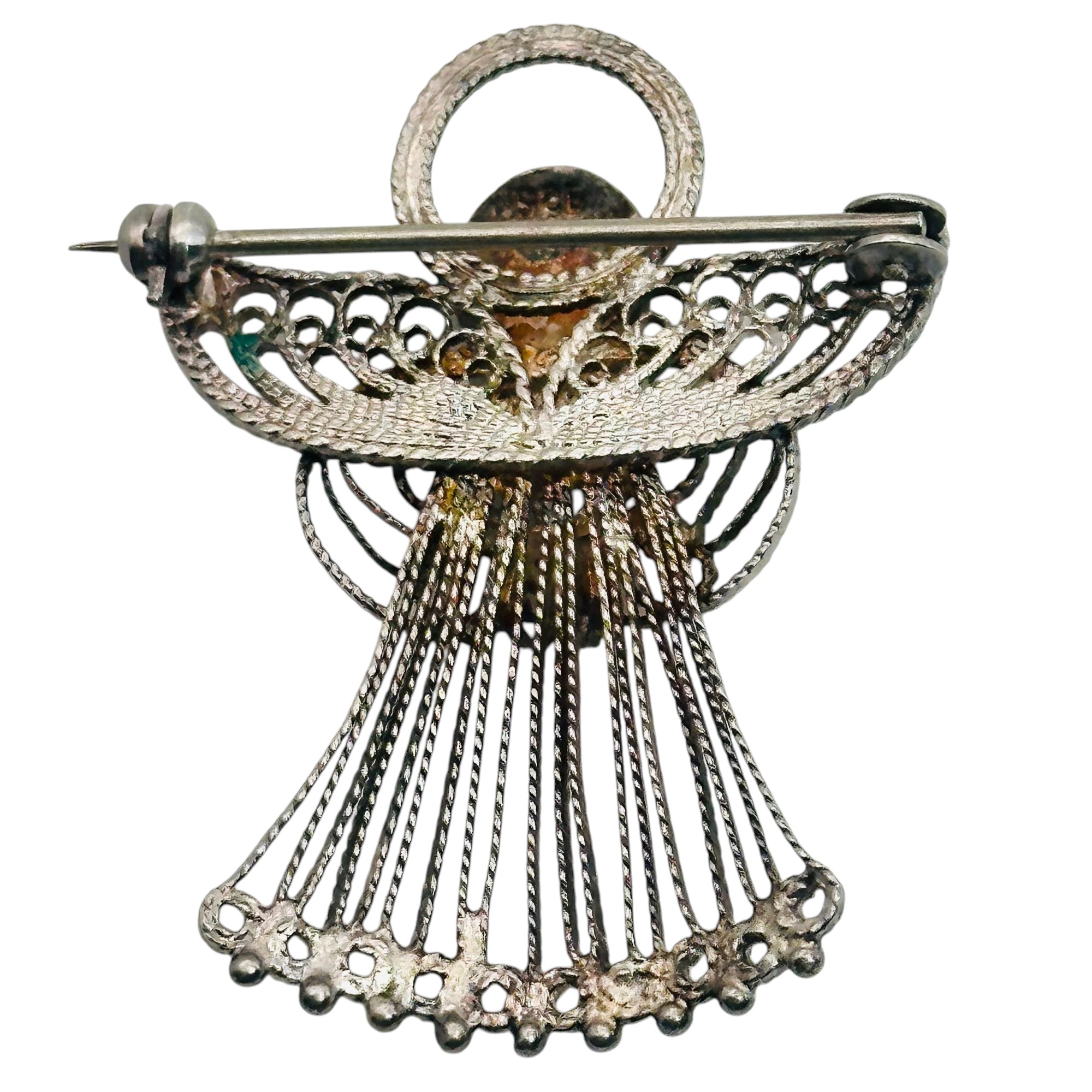 Sterling Filigree Angel Brooch