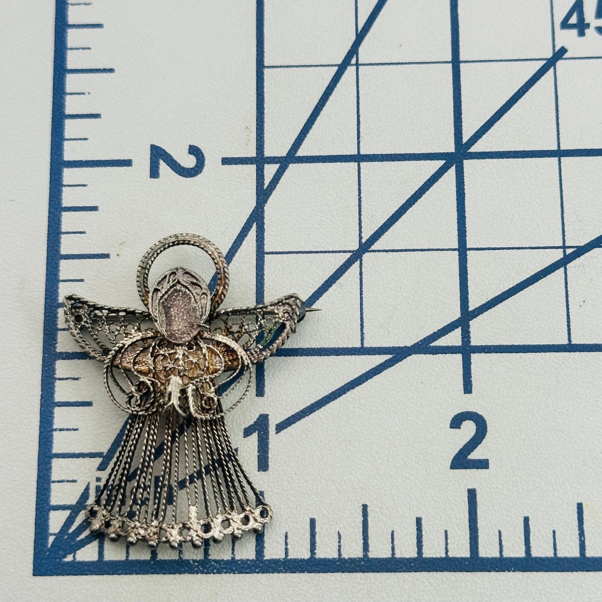 Sterling Filigree Angel Brooch
