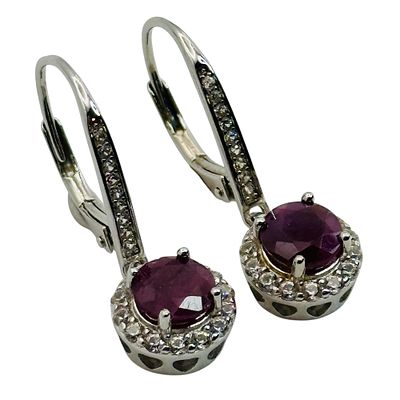 Sterling Ruby Spinel Surround Earrings. Sterling ruby spinel surround earrings 3.2g