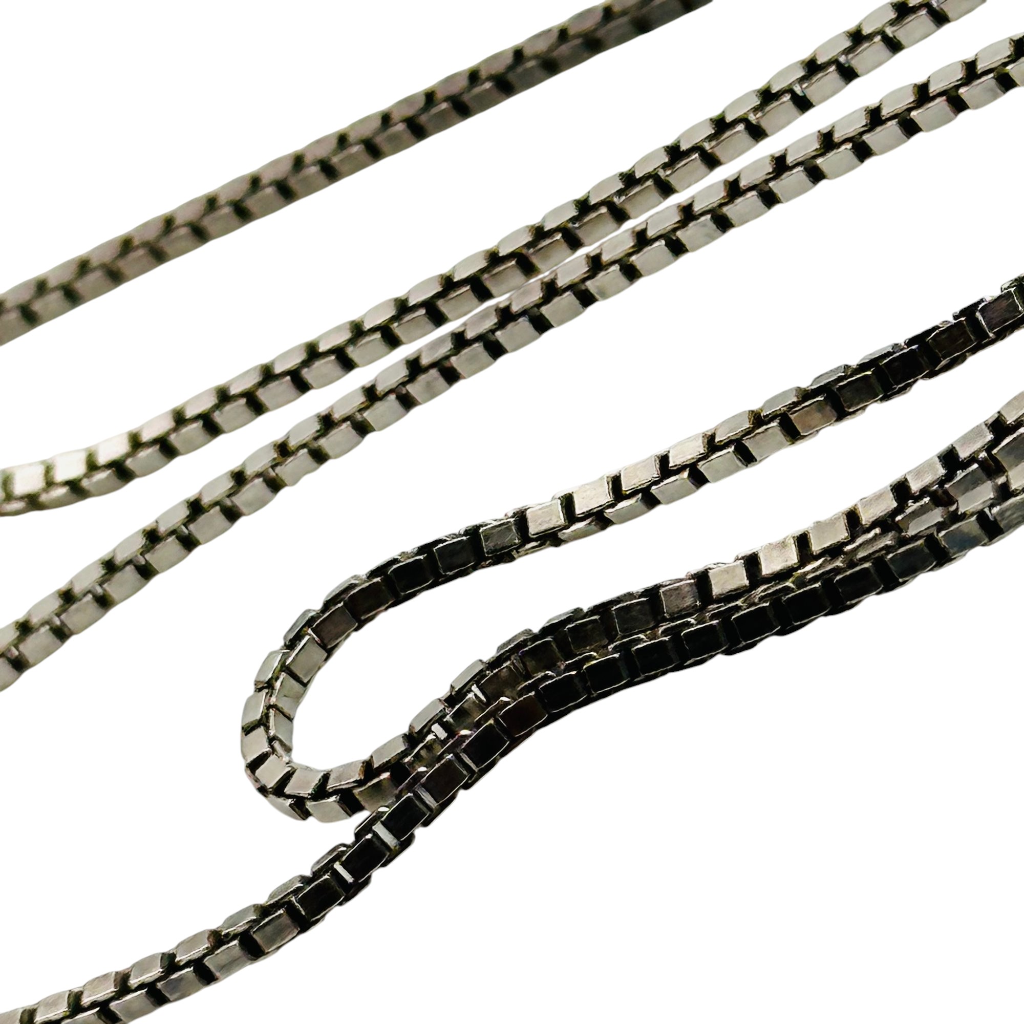 Signed Italy Sterling Box Chain Necklace