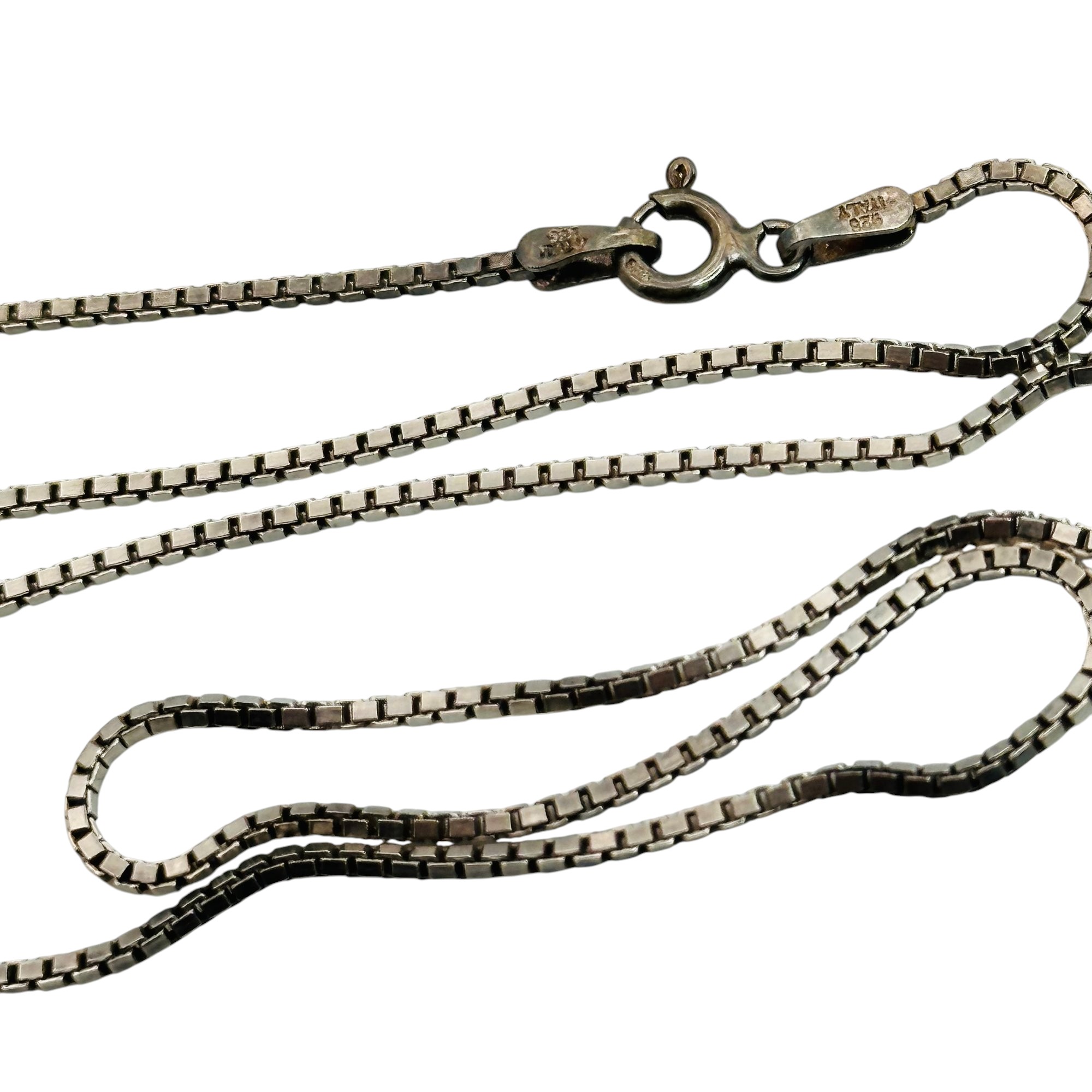 Signed Italy Sterling Box Chain Necklace