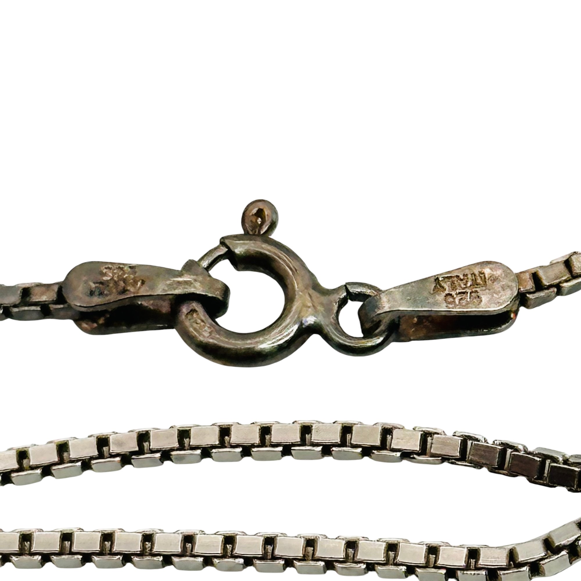 Signed Italy Sterling Box Chain Necklace