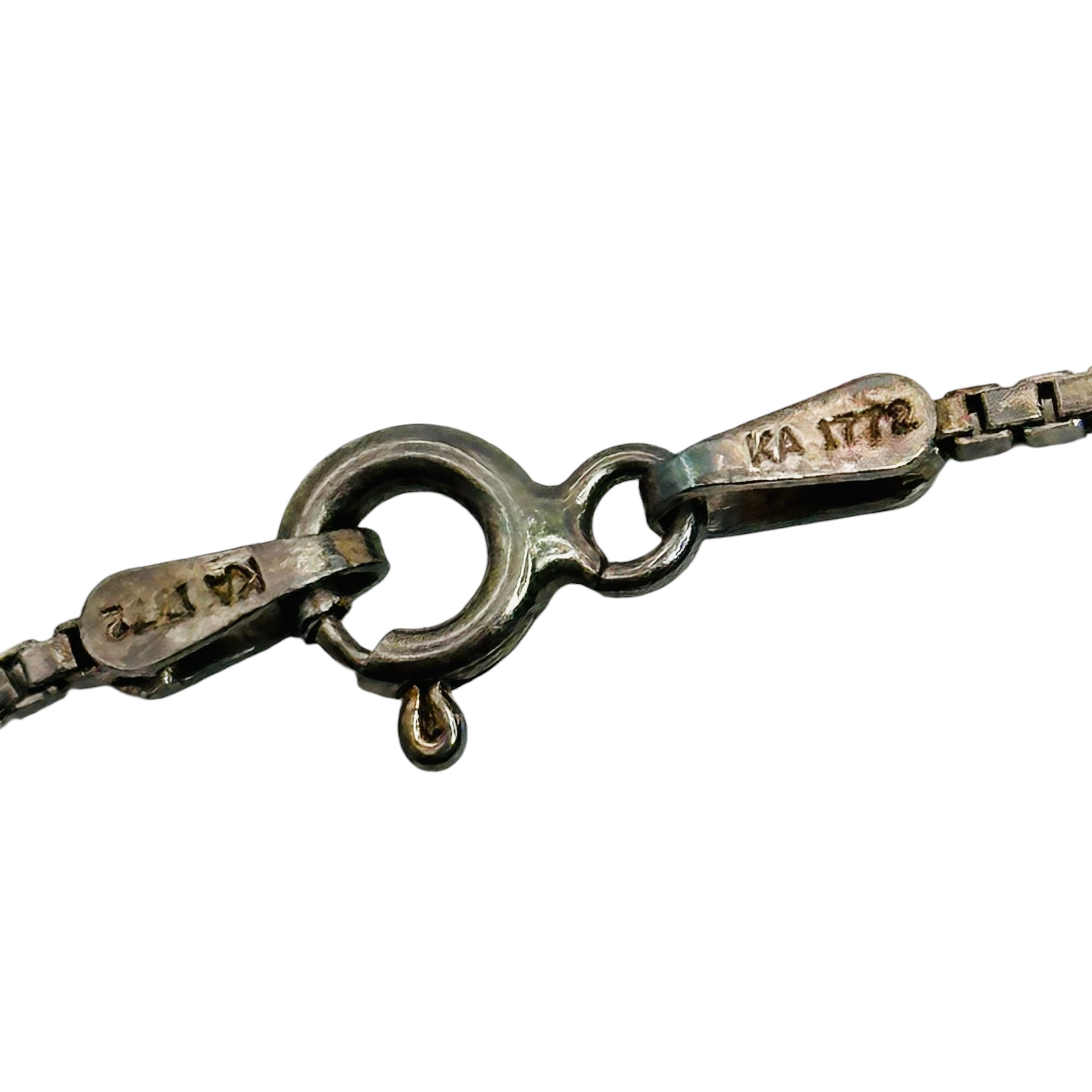 Signed Italy Sterling Box Chain Necklace