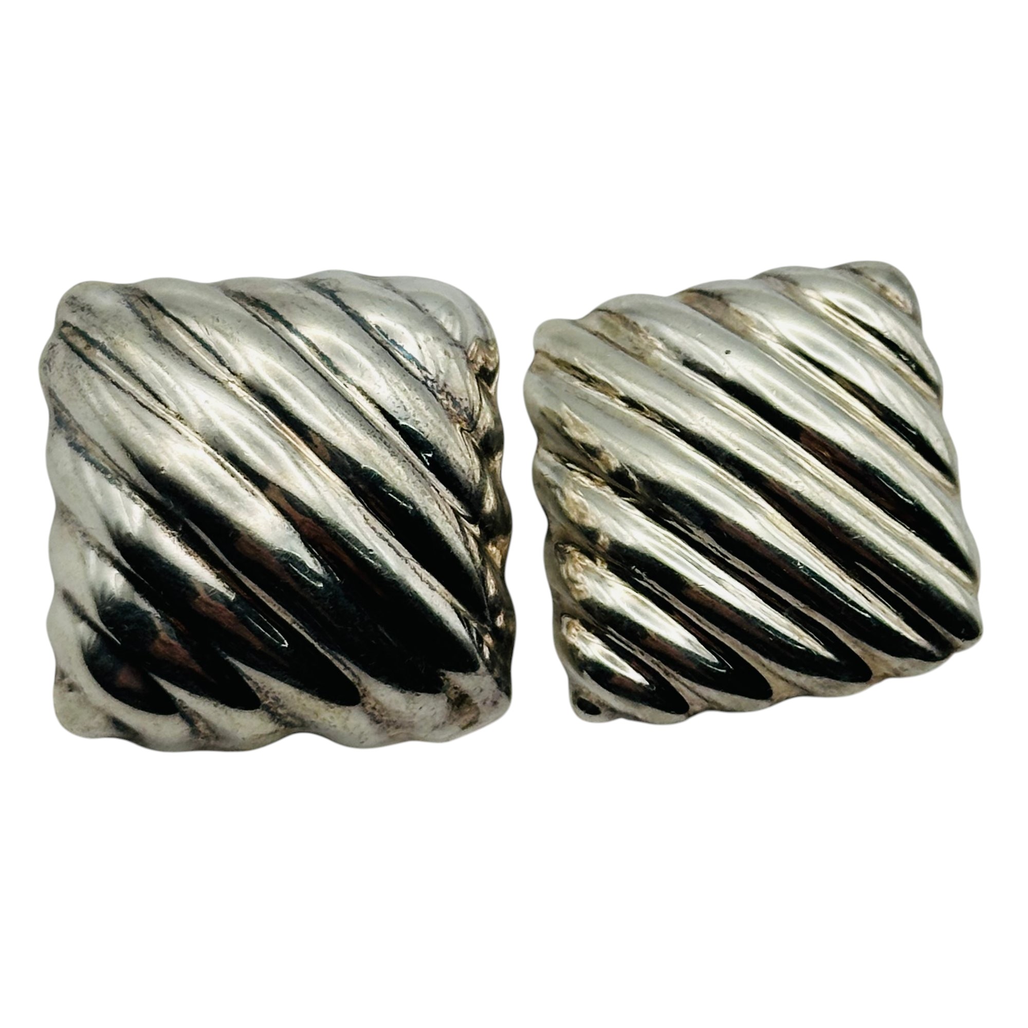 Signed Taxco Mexico Sterling Clip On Earrings