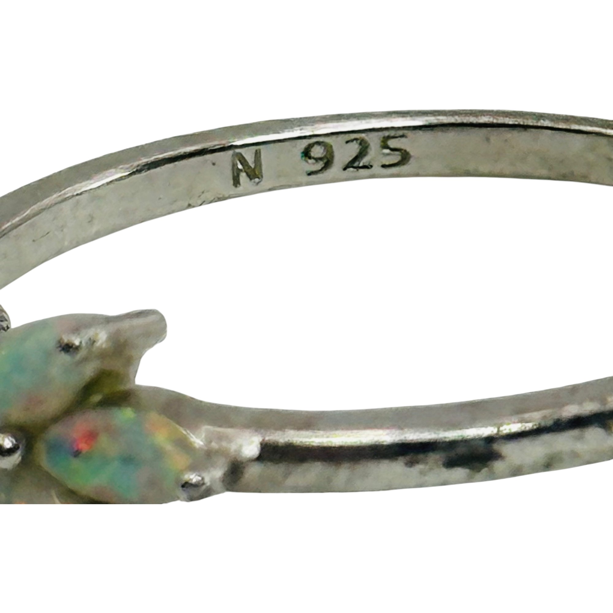 Sterling Opal Clear Stone Ring Sz 7